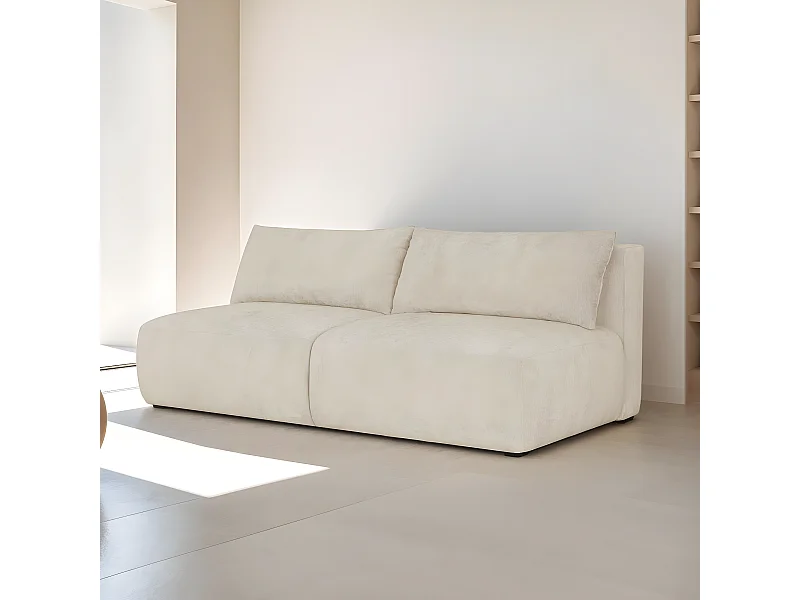 Canapé convertible 3 places avec coffre de rangement en tissu chenille beige - Jasper