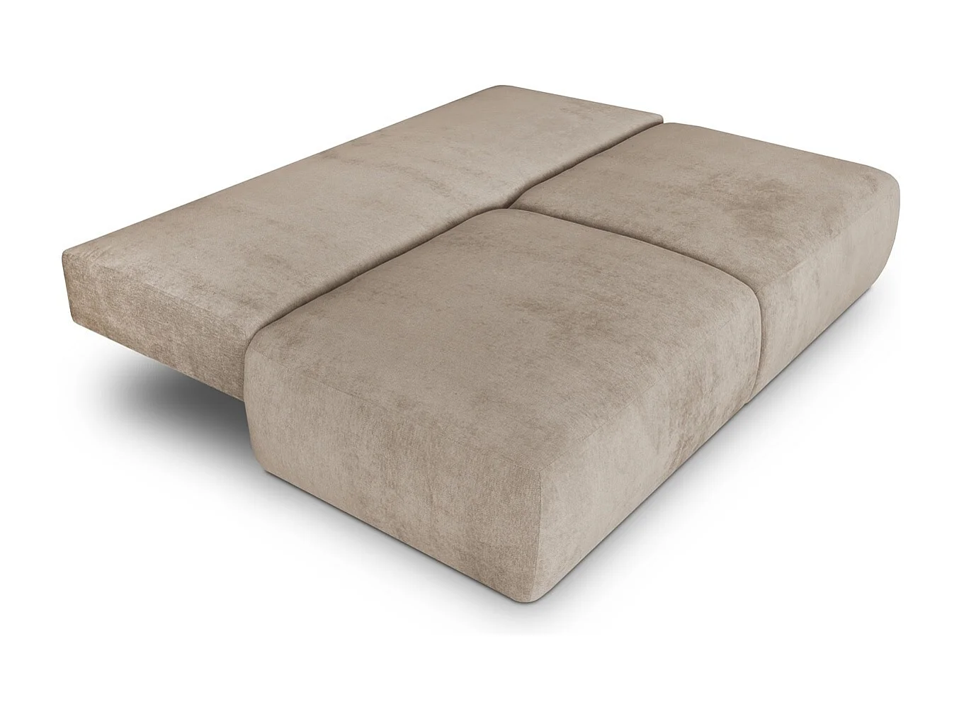 Canapé convertible 3 places avec coffre de rangement en tissu chenille taupe - Jasper