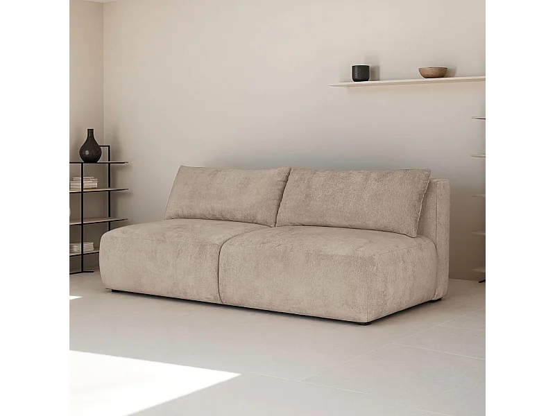 Canapé convertible 3 places avec coffre de rangement en tissu chenille taupe - Jasper