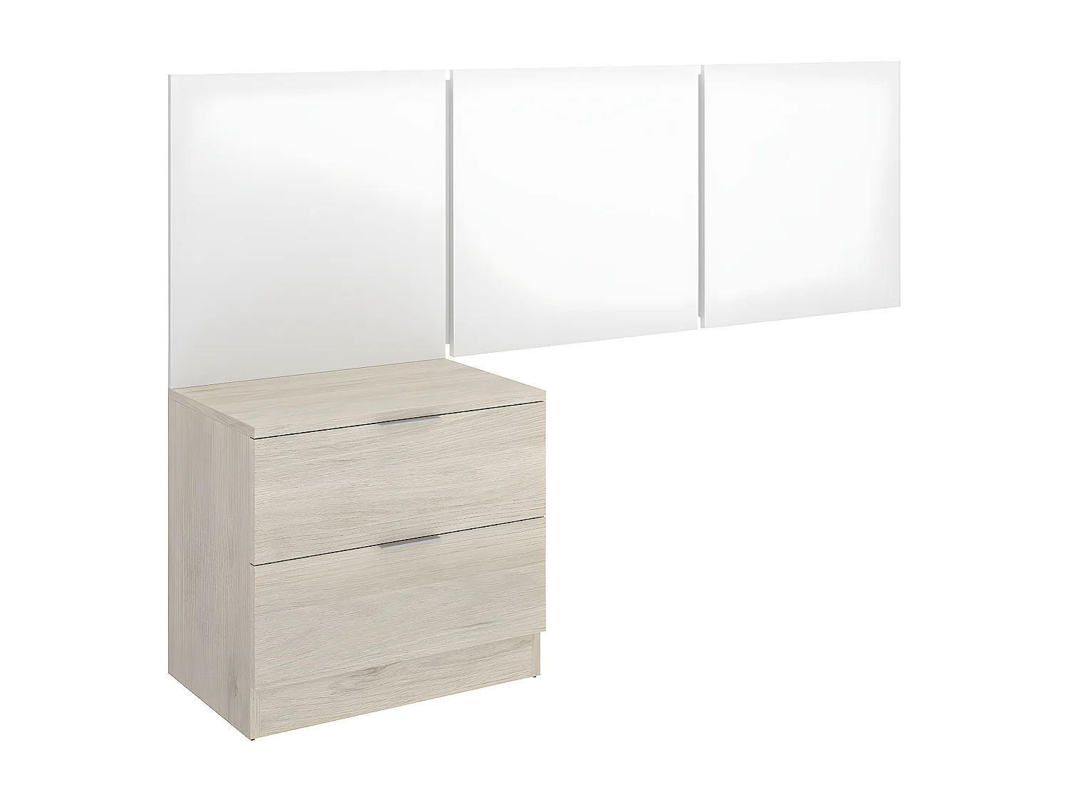 Ensemble de Tête de lit coloris blanc + 1 table de chevet avec 2 tiroirs pour enfant coloris naturel