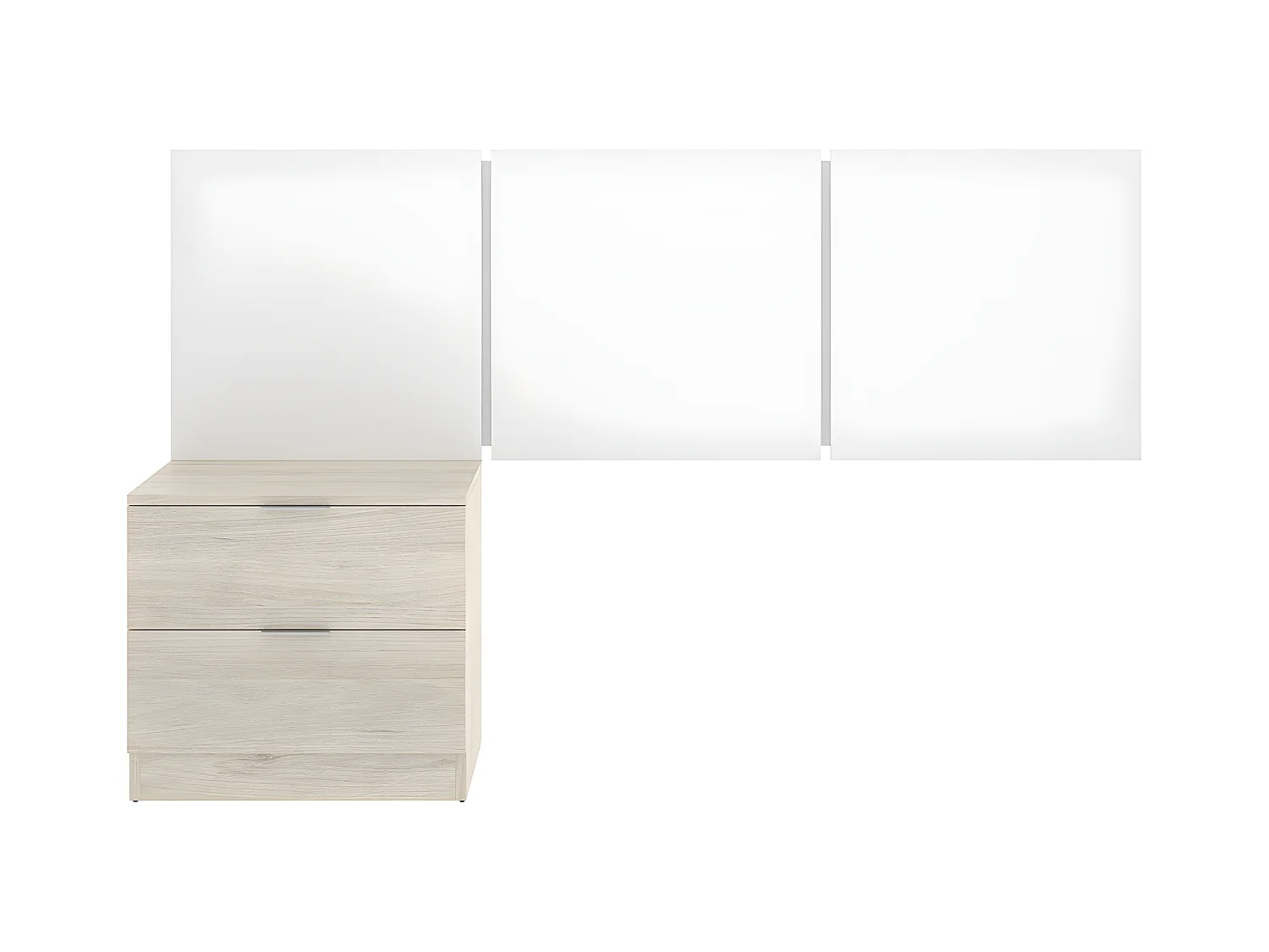 Ensemble de Tête de lit coloris blanc + 1 table de chevet avec 2 tiroirs pour enfant coloris naturel