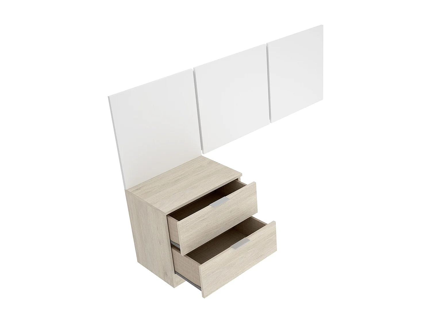 Ensemble de Tête de lit coloris blanc + 1 table de chevet avec 2 tiroirs pour enfant coloris naturel
