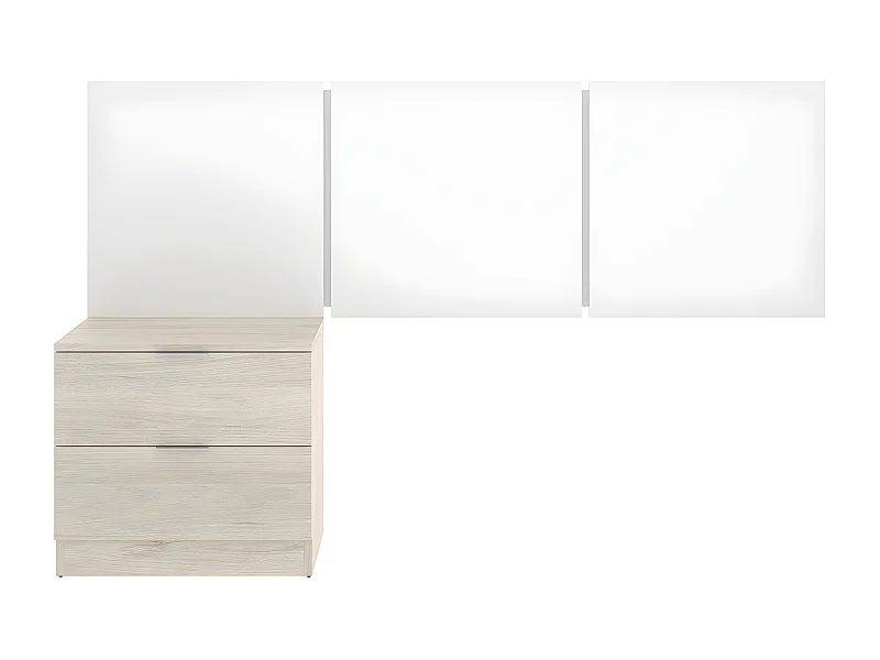 Ensemble de Tête de lit coloris blanc + 1 table de chevet avec 2 tiroirs pour enfant coloris naturel