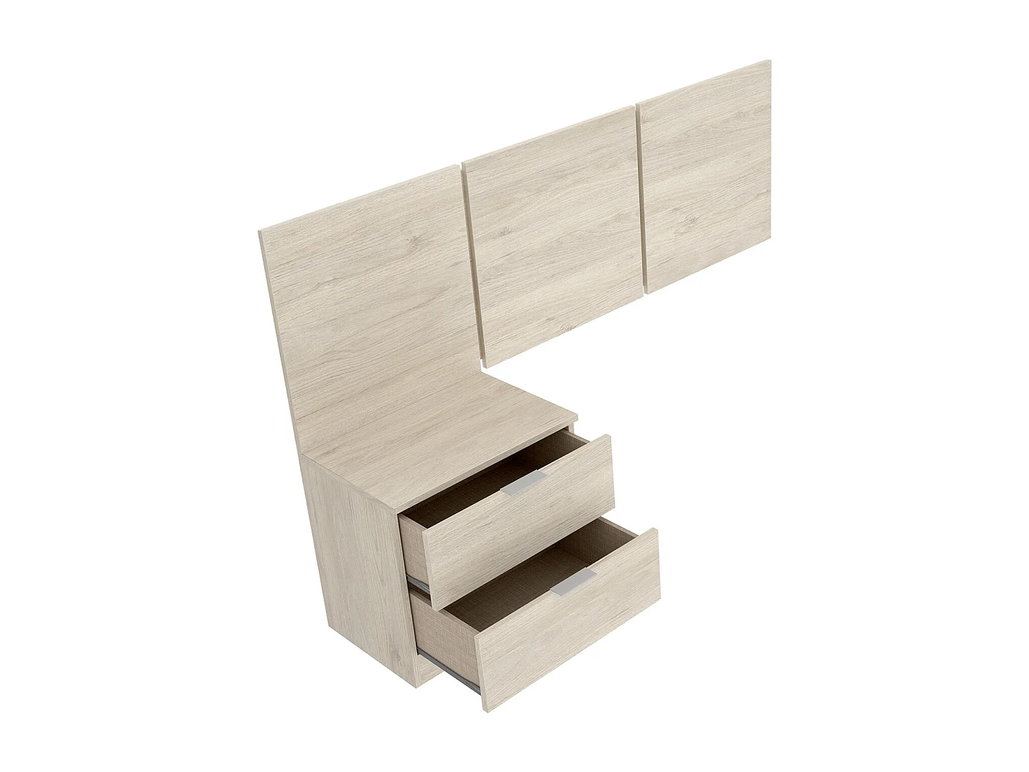 Ensemble de Tête de lit + 1 table de chevet  avec 2 tiroirs pour enfant coloris naturel