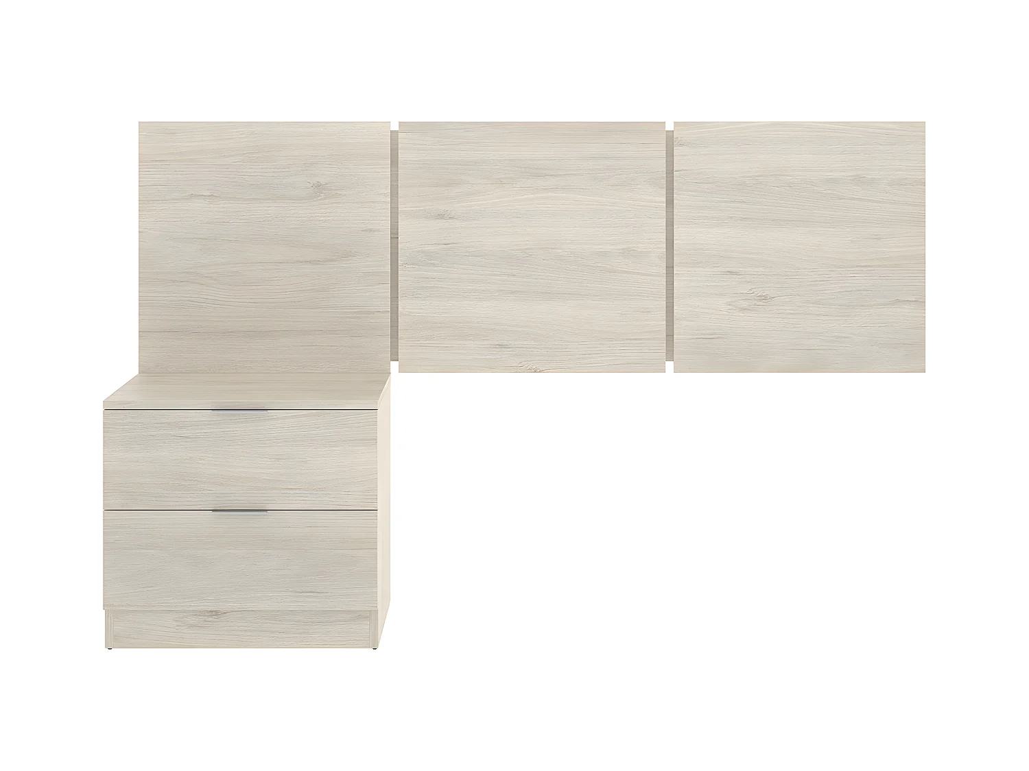 Ensemble de Tête de lit + 1 table de chevet  avec 2 tiroirs pour enfant coloris naturel