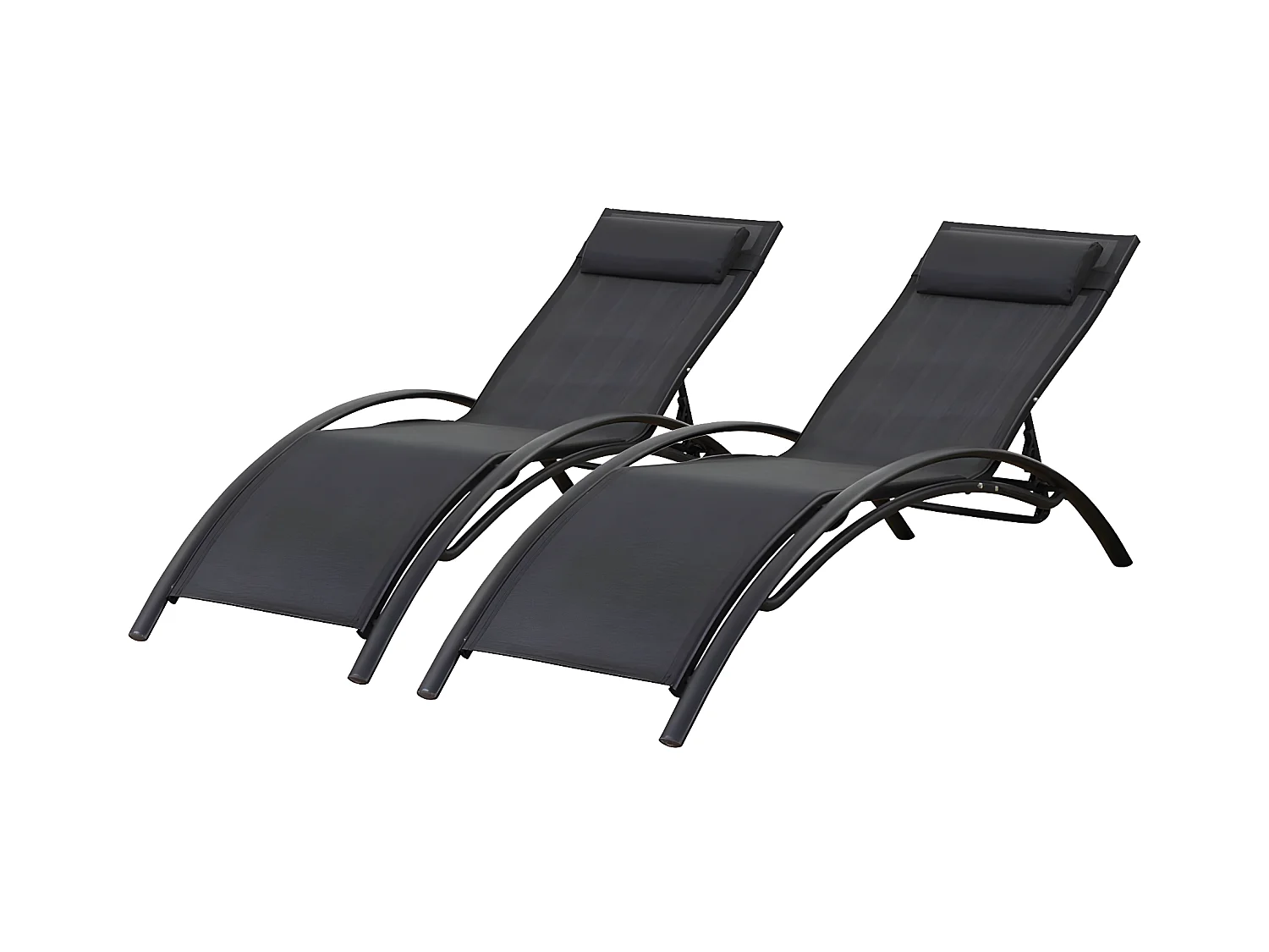 Lot de 2 bains de soleil en aluminium Beauty "Phoenix" Noir