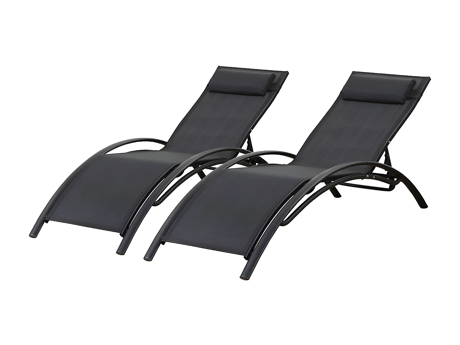 Lot de 2 bains de soleil en aluminium Beauty "Phoenix" Noir