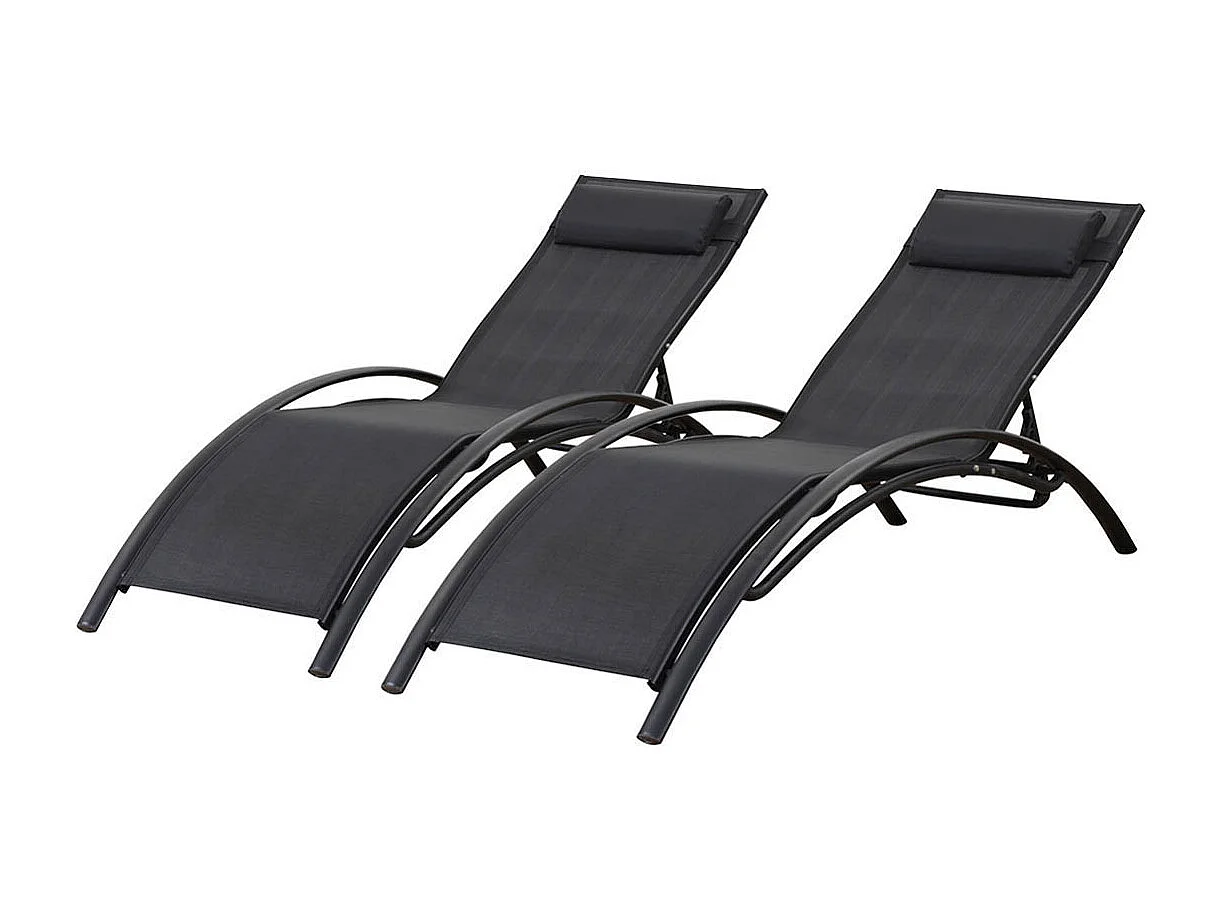 Juego de 2 tumbonas Beauty "Phoenix" de aluminio Negro