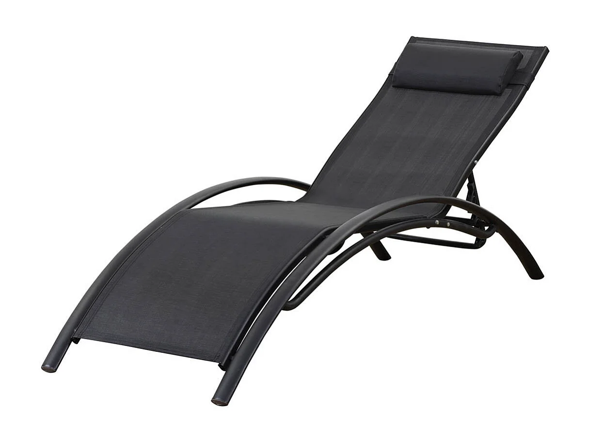 Juego de 2 tumbonas Beauty "Phoenix" de aluminio Negro