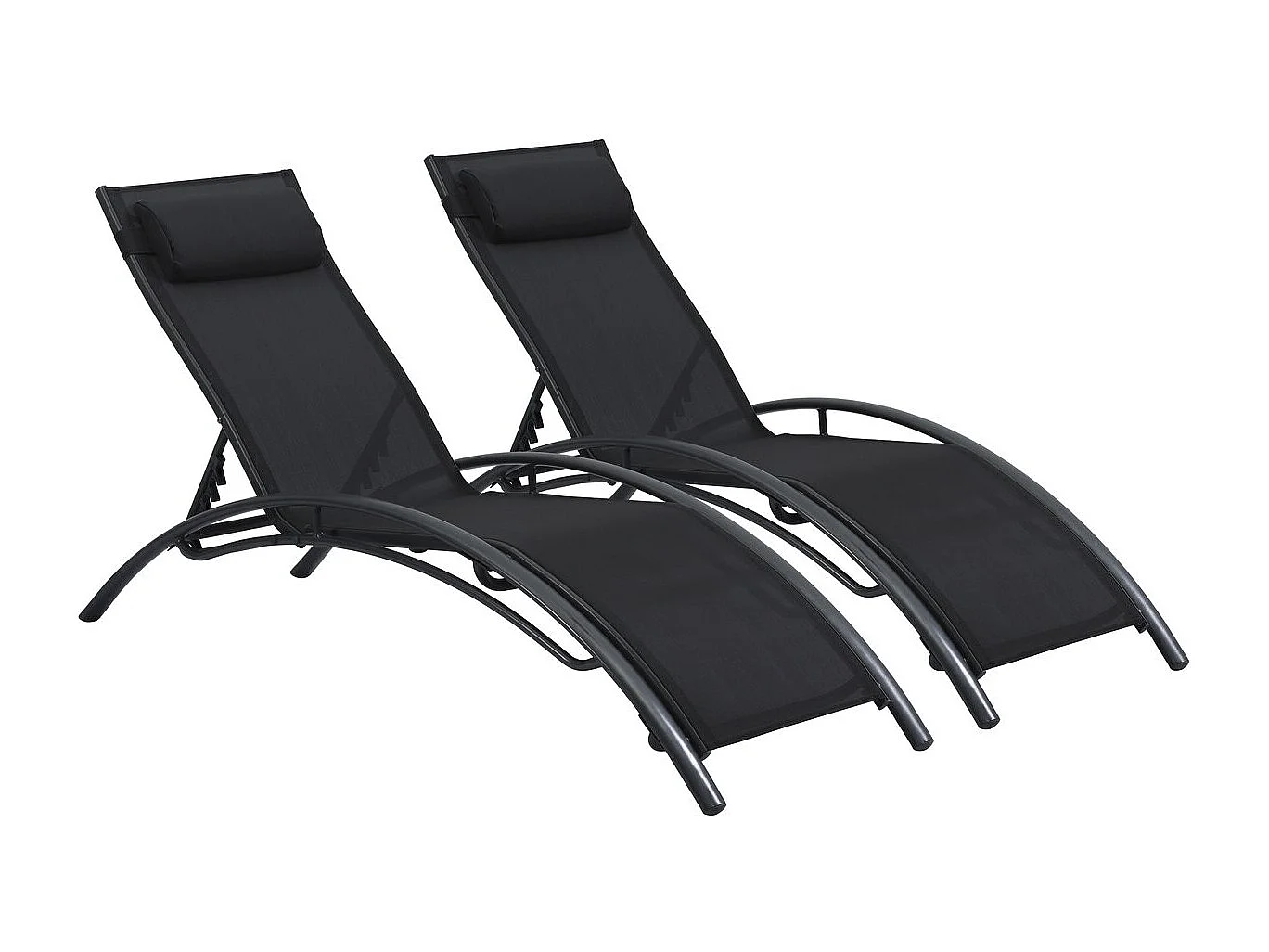 Lot de 2 bains de soleil en aluminium Beauty "Phoenix" Noir