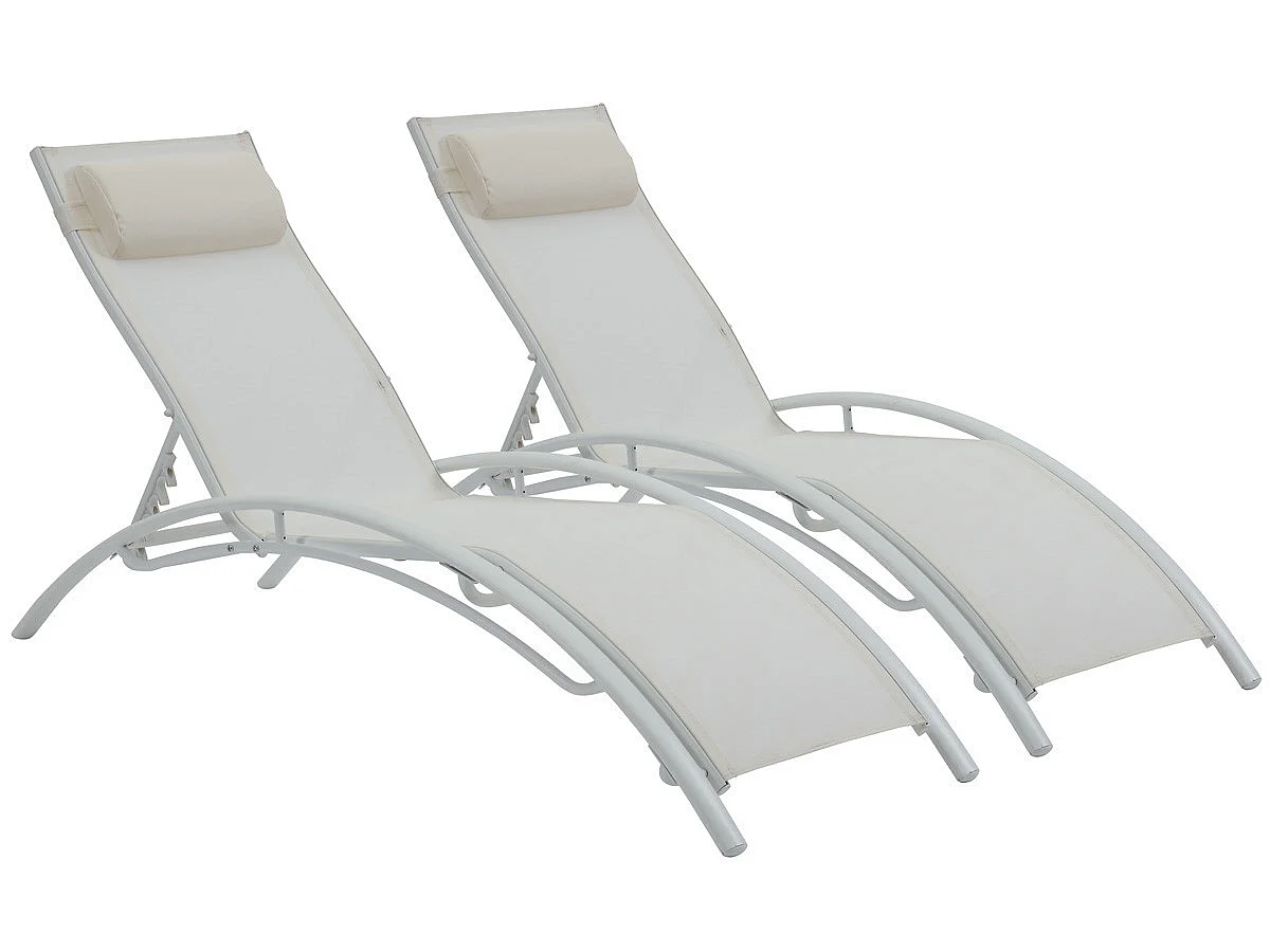 Sonnenliege aus Aluminium 2er-Set Beauty "Phoenix" Schwarz