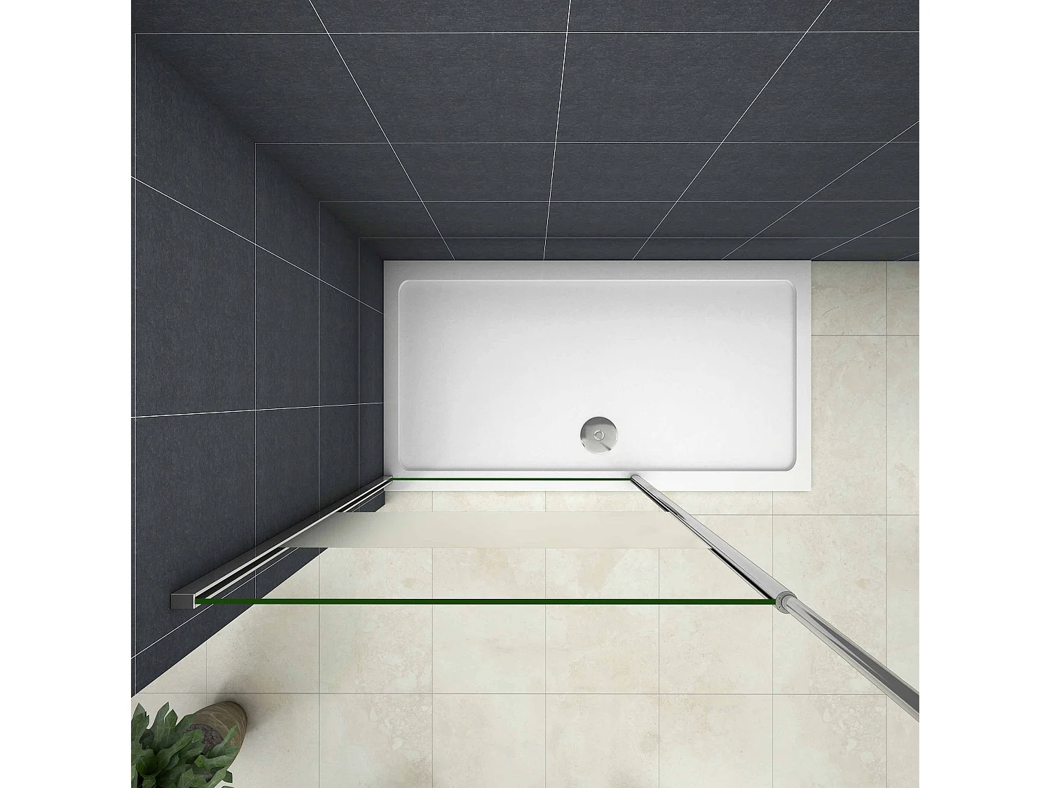 85x200cm Walk in Dusche Duschwand 8mm ESG Sicherheitsglas Duschkabine  mit 2030-3200mm Deckenhalter Höhe 200cm