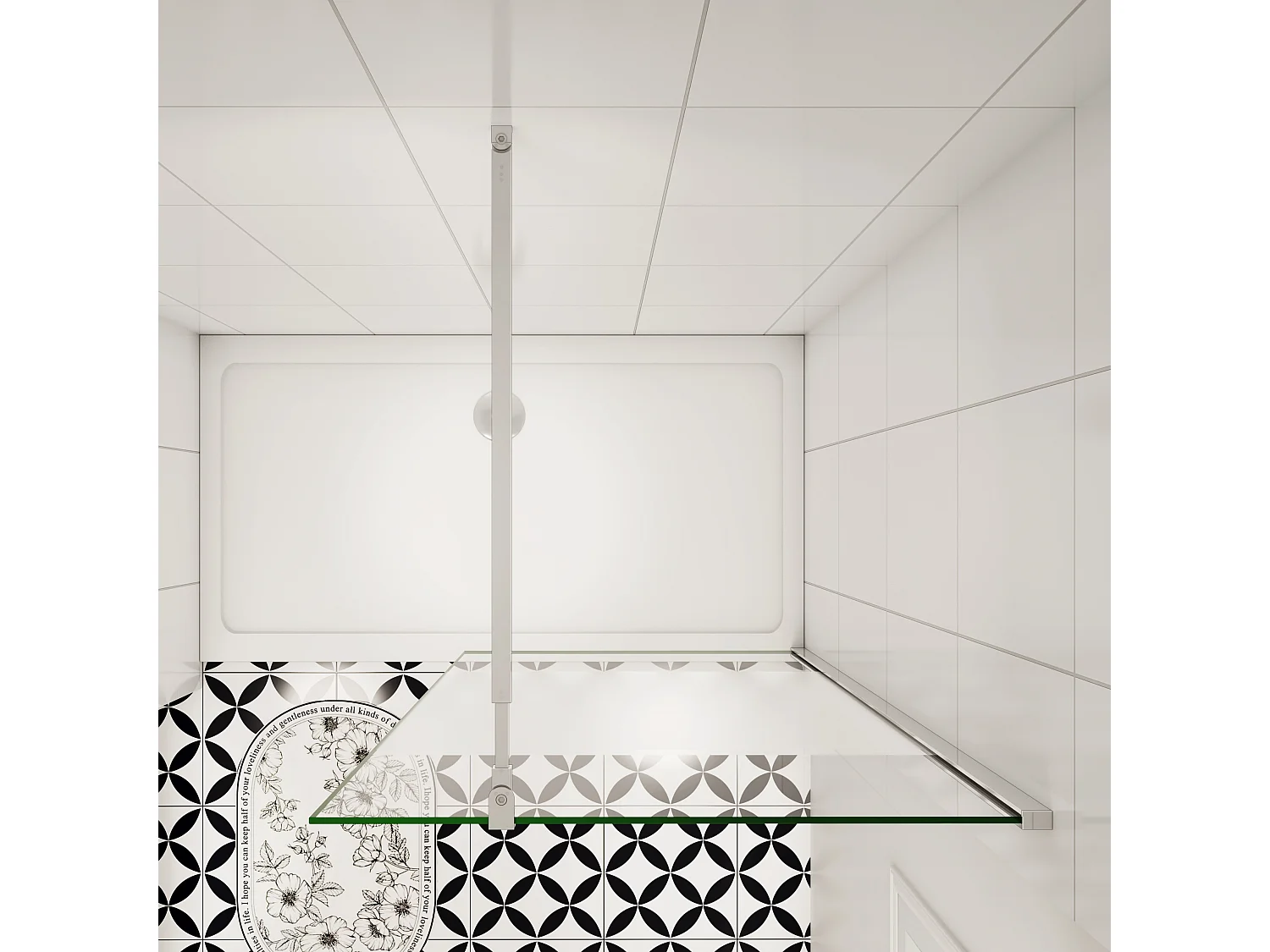 140x200cm Duschabtrennung Walk In 8mm Nano ESG Milchglasstreifen Duschabtrennung + 73-120cm Stabilisator Höhe 200cm