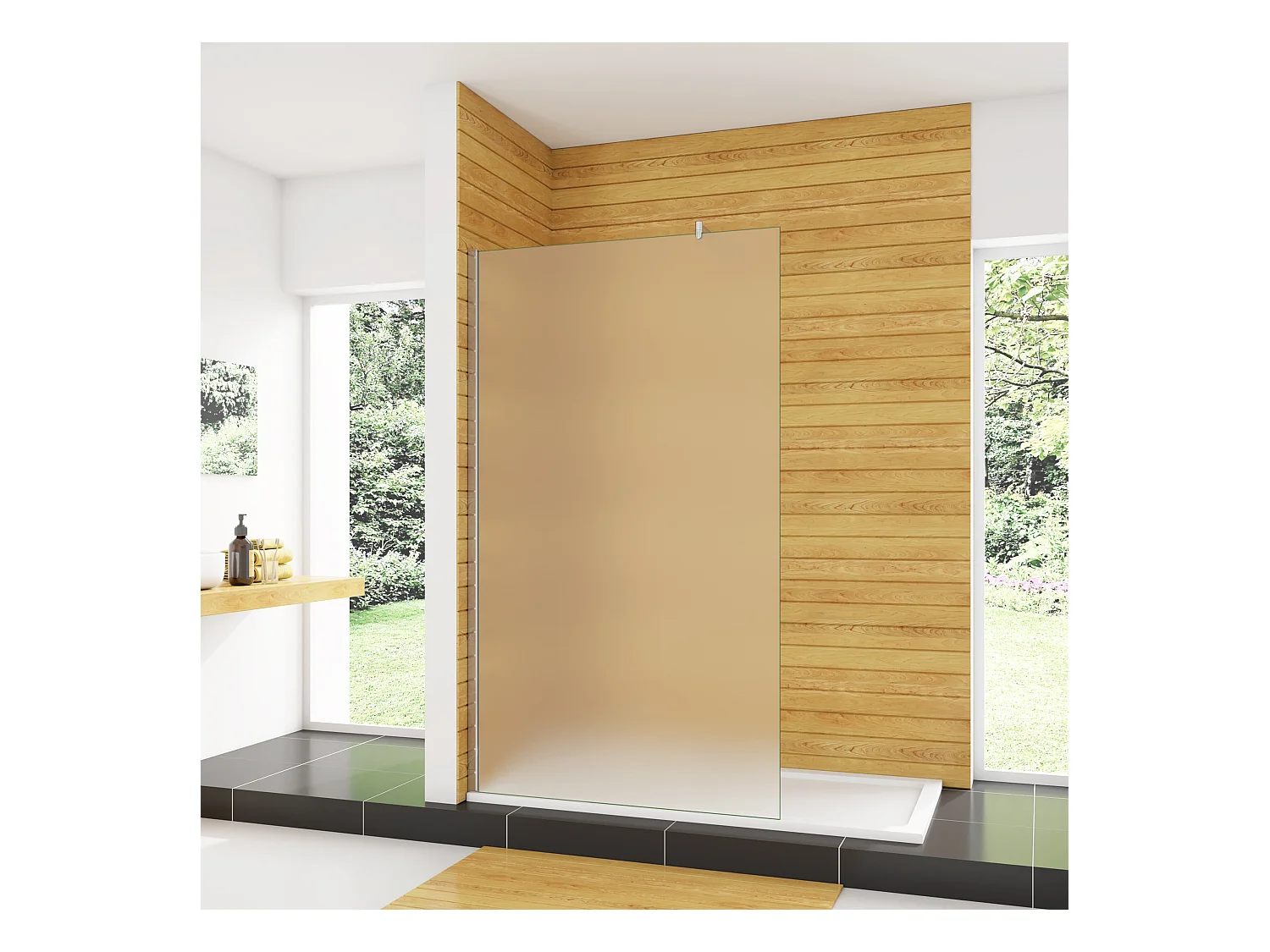 Duschwand 70x200cm mit Befestigungsstange die Klemme 70-120cm Walk In 10mm Nano ESG Milchglas Höhe 200cm