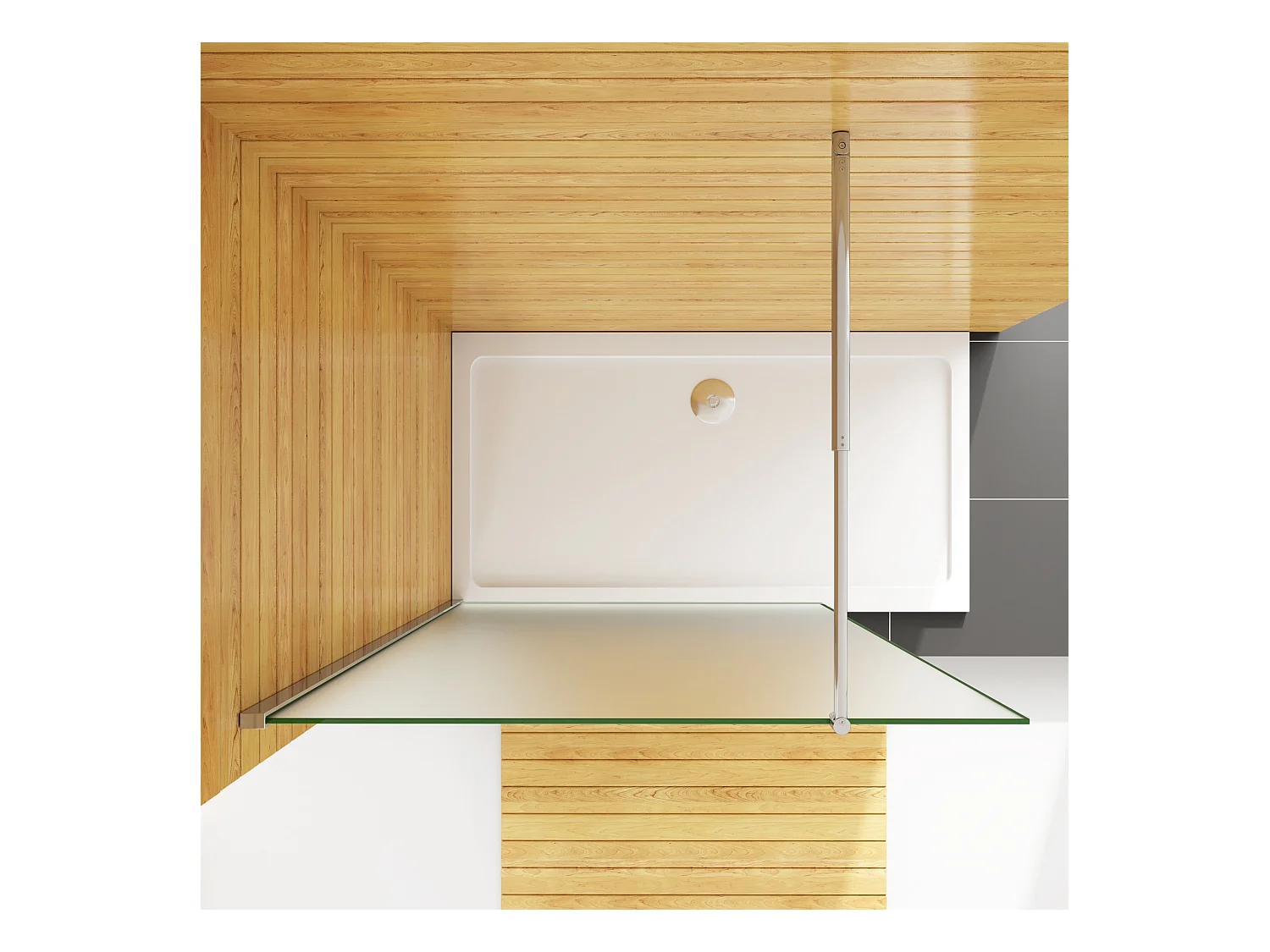 Duschwand 70x200cm mit Befestigungsstange die Klemme 70-120cm Walk In 10mm Nano ESG Milchglas Höhe 200cm