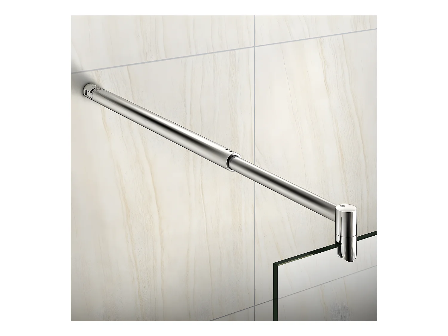 Duschwand 70x200cm mit Befestigungsstange die Klemme 70-120cm Walk In 10mm Nano ESG Milchglas Höhe 200cm