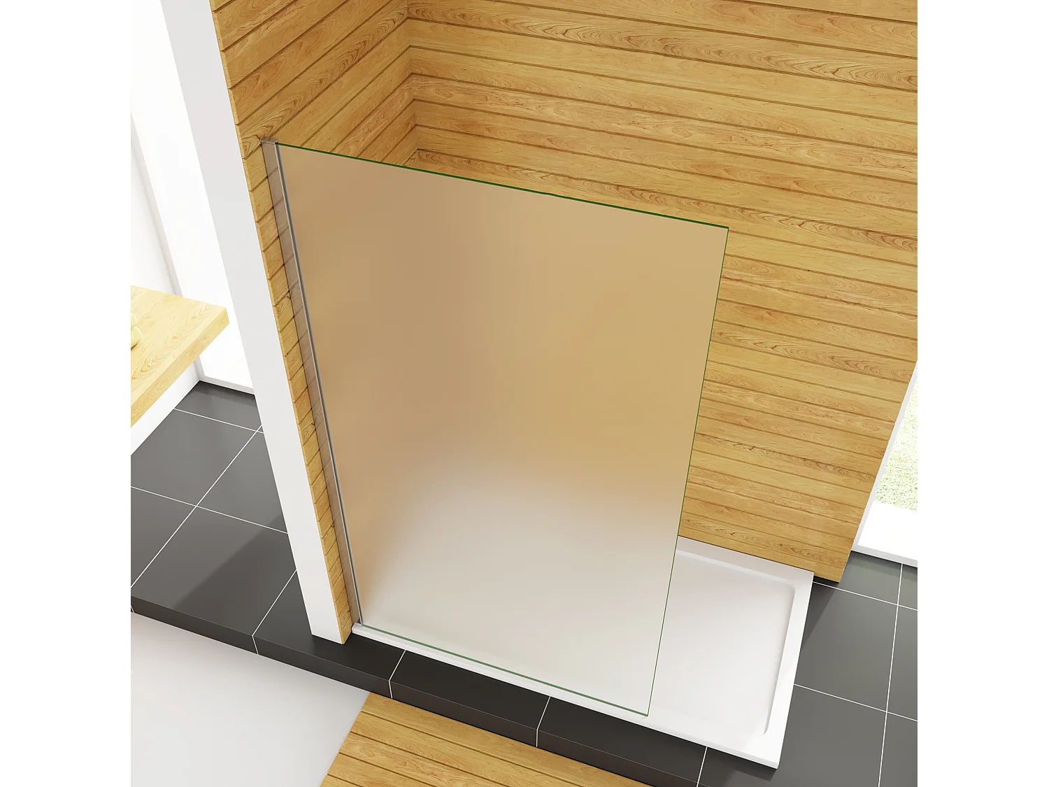 Duschwand 90x200cm begehbare Duschwand Walk In 10mm Nano ESG Milchglas Höhe 200cm