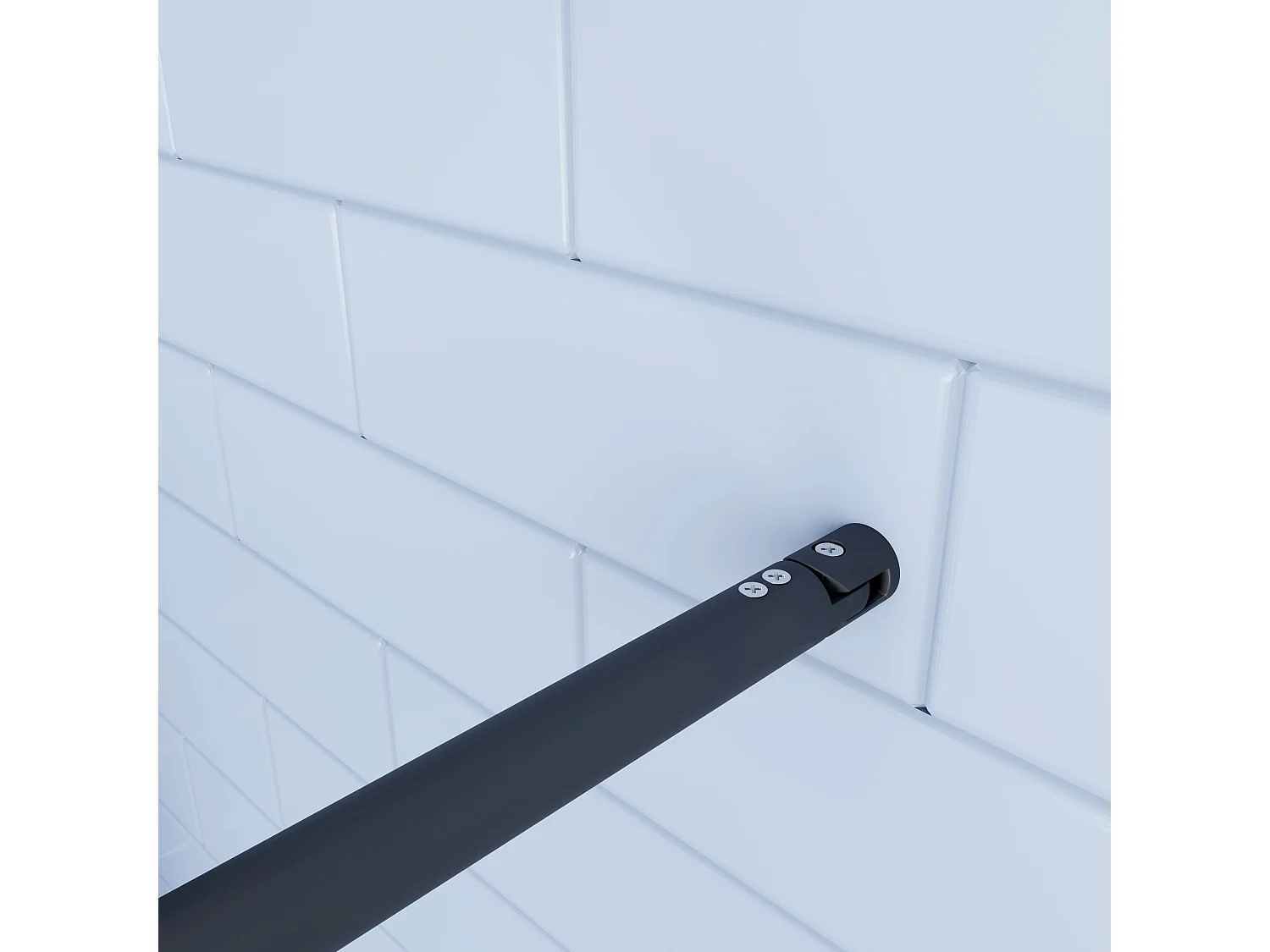 80x200cm Schwarzrahmen Duschabtrennung Walk In 8mm Nano ESG Milchglasstreifen Duschabtrennung + 70-120cm Stabilisator Höhe 200cm