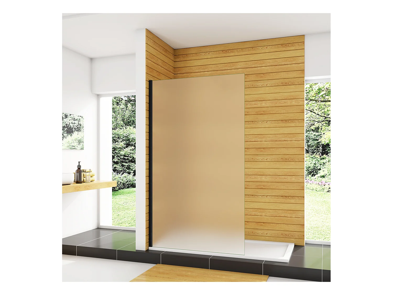 Duschabtrennung Milchglas Duschwand Walk In ohne Querhaltstange100 cm Gals 10 mm Dicke