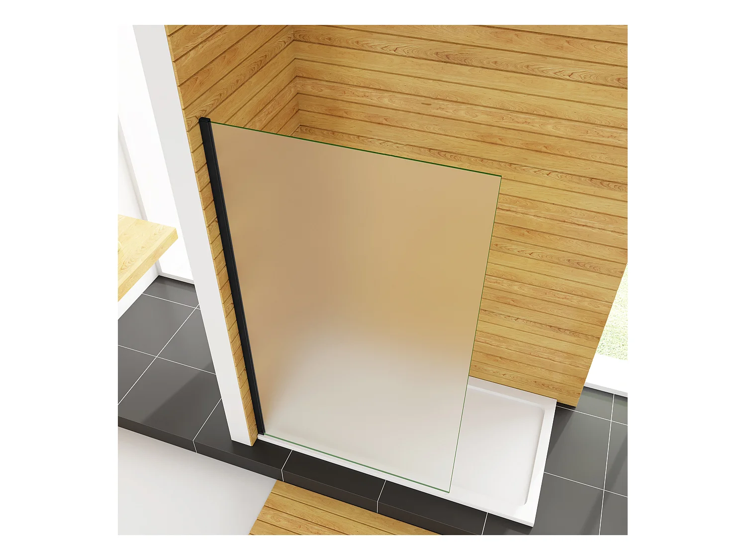 Duschabtrennung Milchglas Duschwand Walk In ohne Querhaltstange100 cm Gals 10 mm Dicke