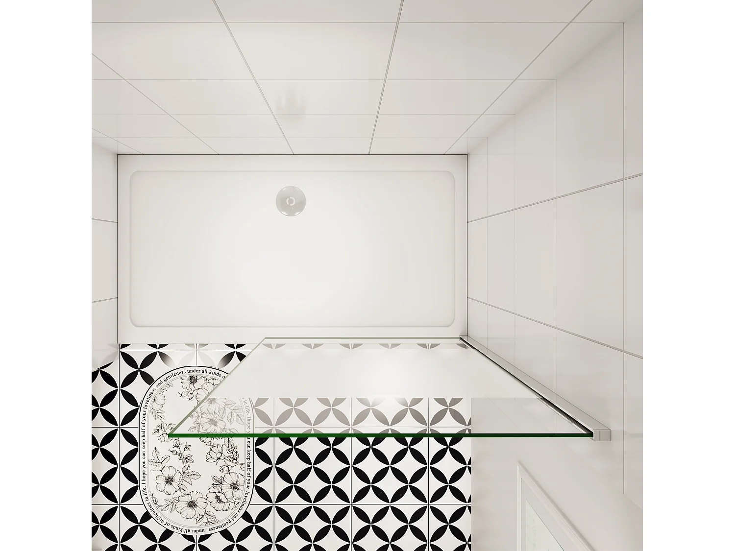 90x200cm Duschabtrennung Walk In 10mm Nano ESG Milchglasstreifen Duschabtrennung Höhe 200cm