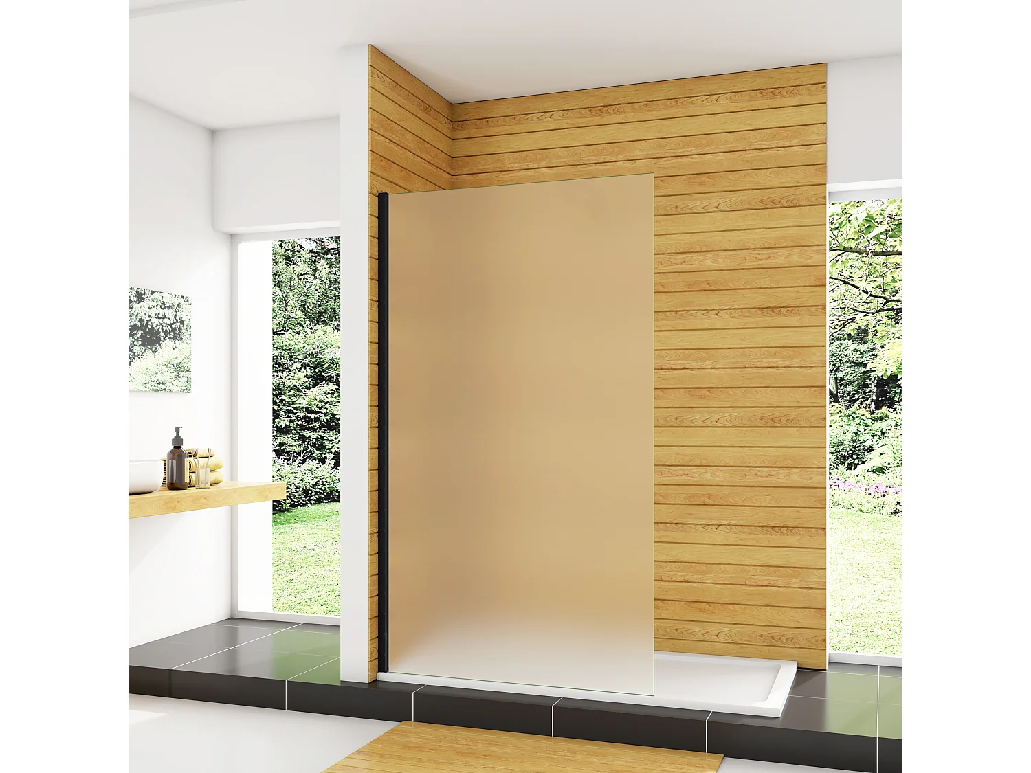 Duschabtrennung Milchglas Duschwand Walk In ohne Querhaltstange120 cm Gals 10 mm Dicke