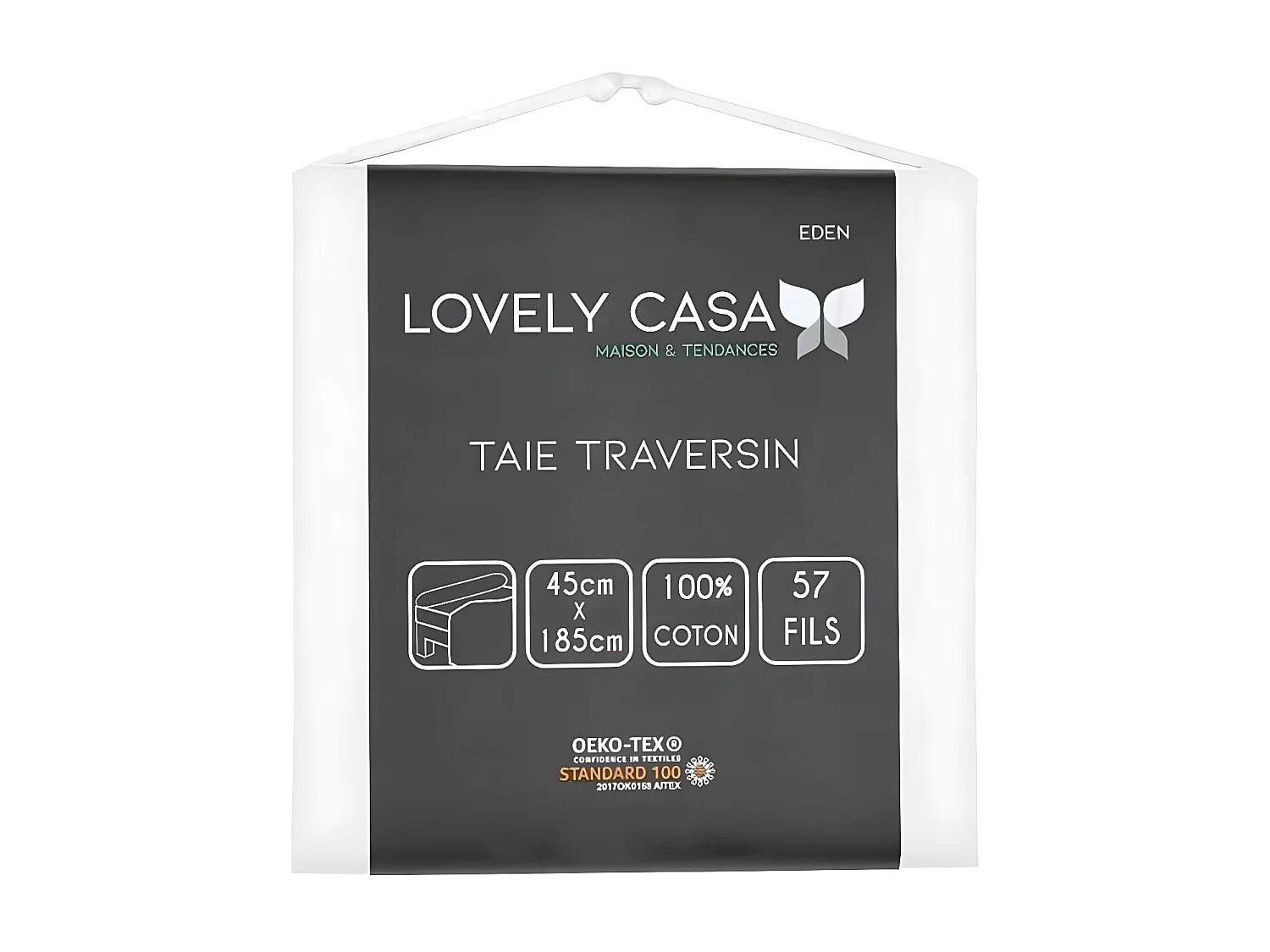 Taie de traversin Eden 45 x 185 cm - blanc