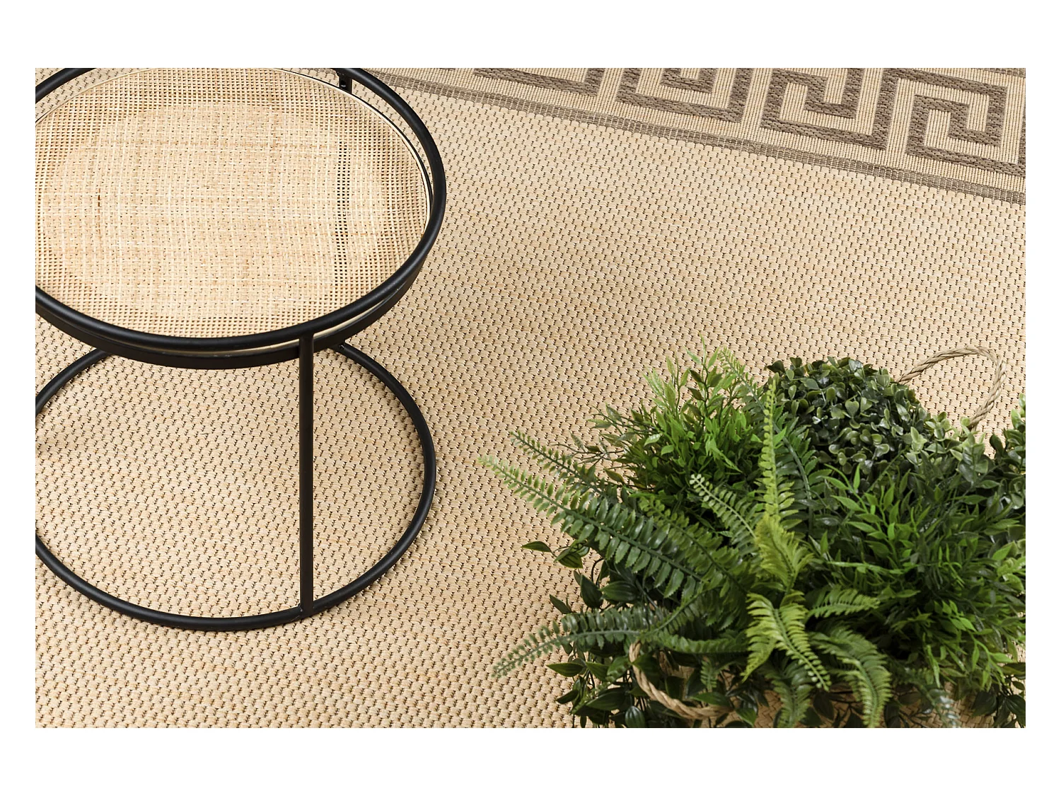 TAPIS EN CORDE SIZAL FLOORLUX 20014 mais / café 60x110 cm