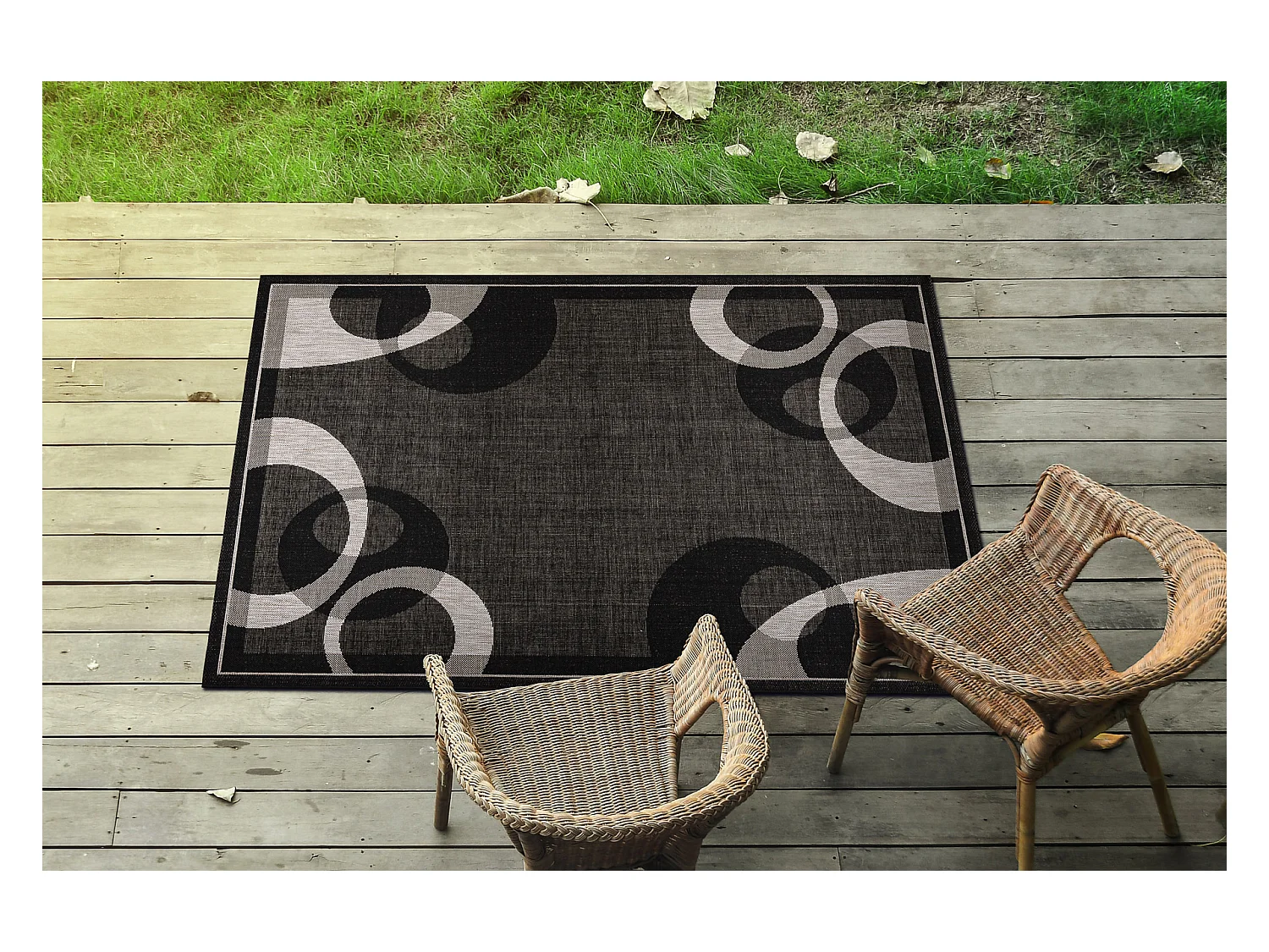 TAPIS EN CORDE SIZAL FLOORLUX 20078 NOIR / argentin  140x200 cm