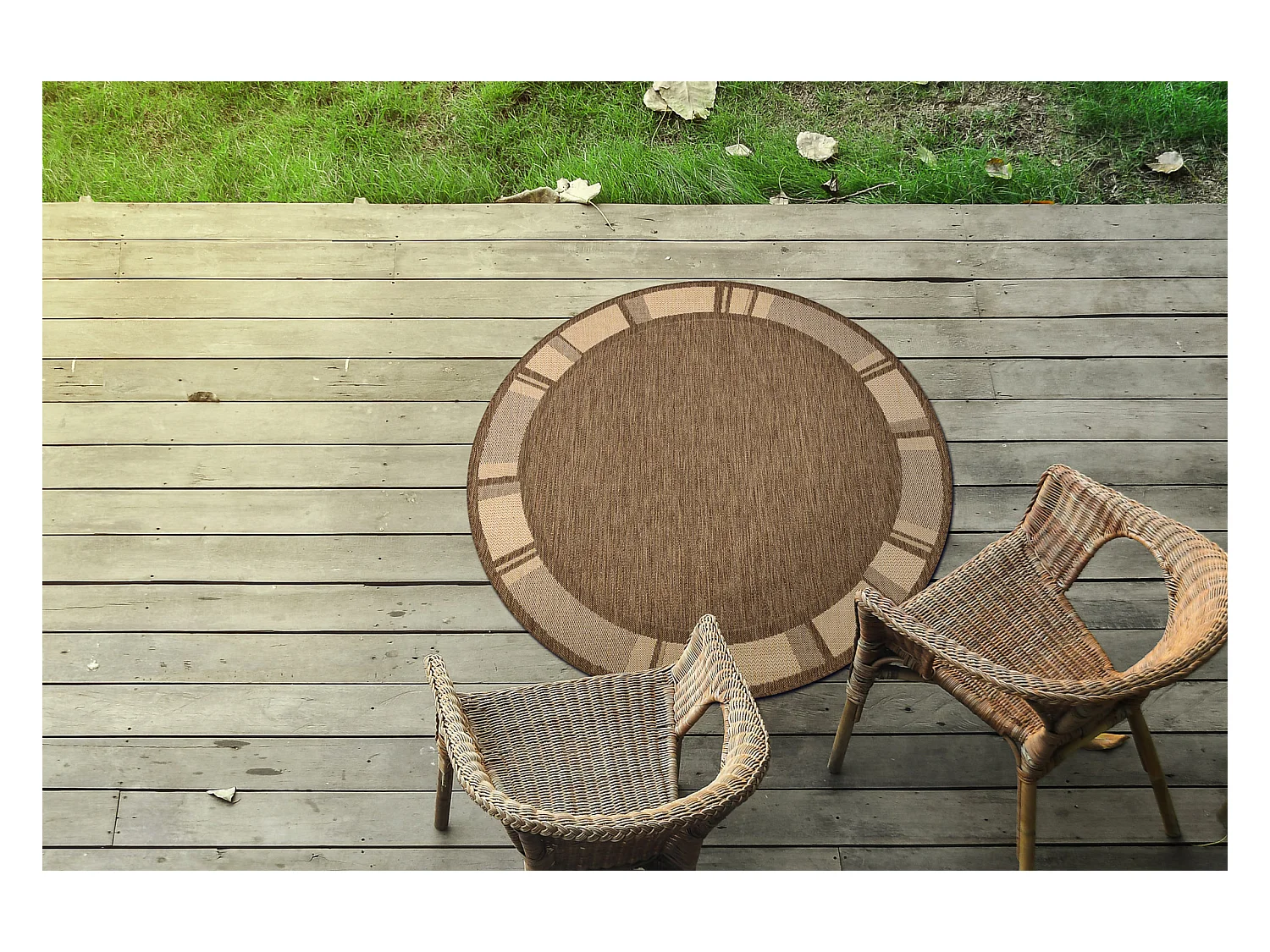 TAPIS EN CORDE SIZAL FLOORLUX CERCLE 20195 café / mais cercle 200 cm