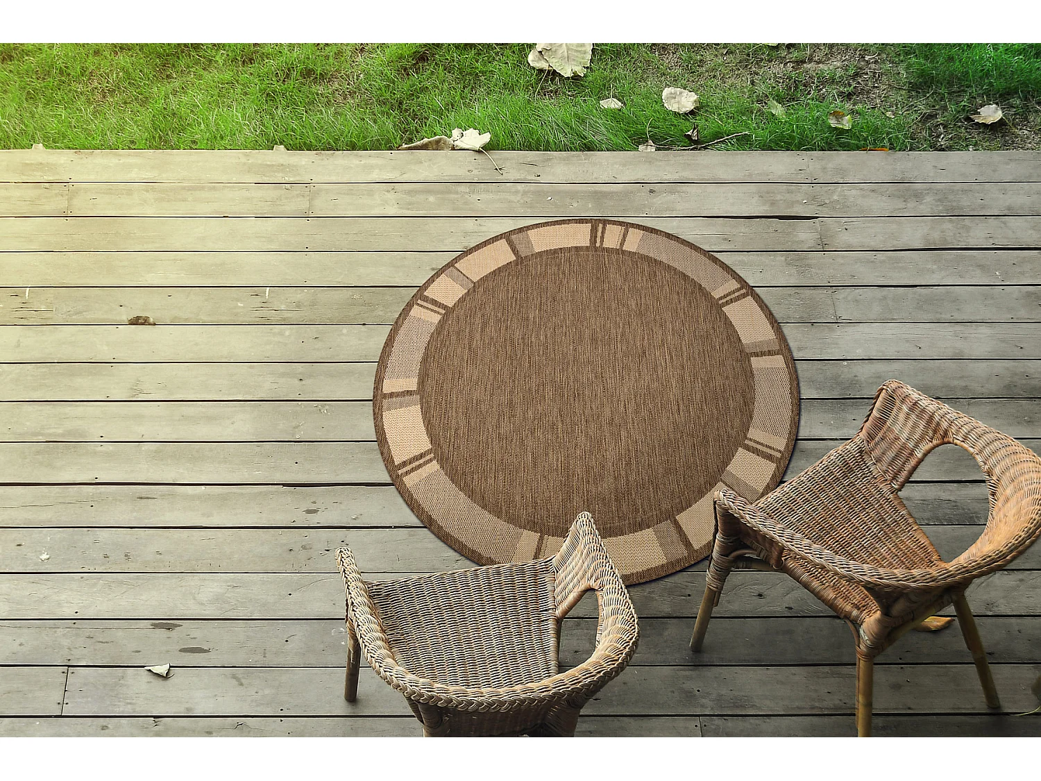 TAPIS EN CORDE SIZAL FLOORLUX CERCLE 20195 café / mais cercle 120 cm