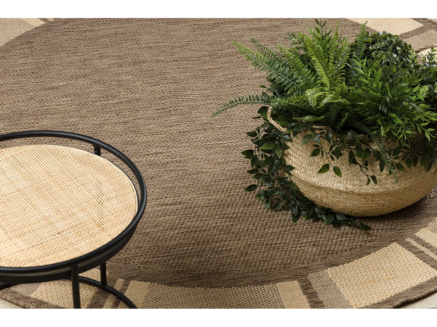TAPPETO DI SPAGO SIZAL FLOORLUX CERCHIO 20195 caffè / mais cercle 120 cm