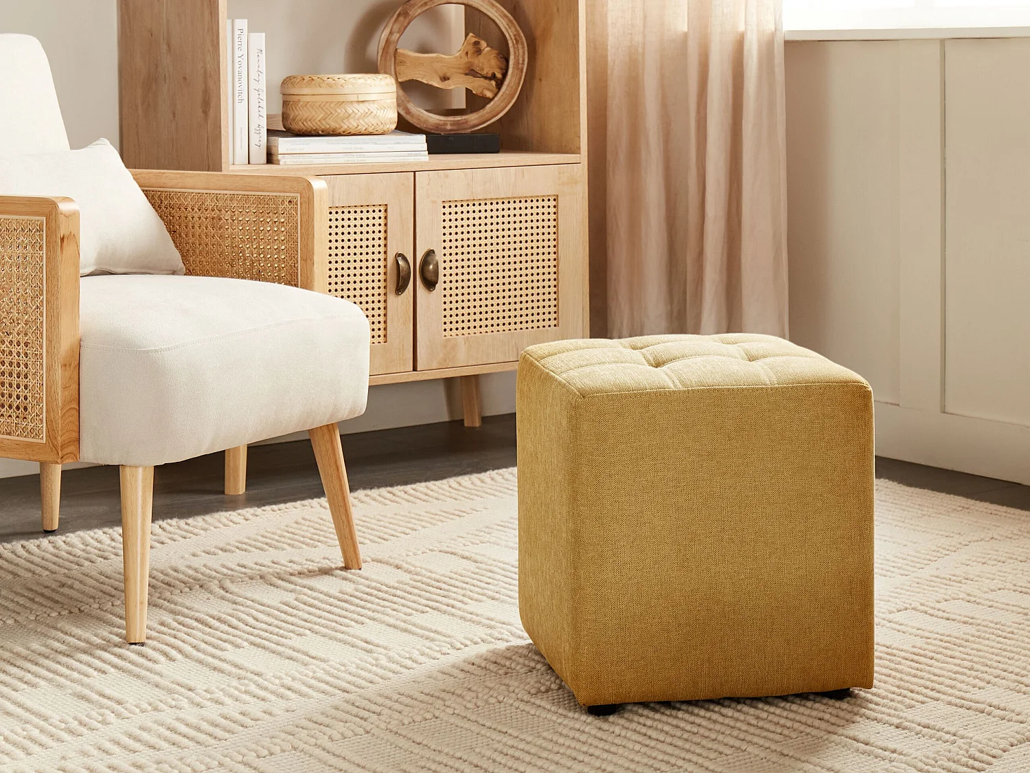 Pouf KANSAS Tissu Jaune