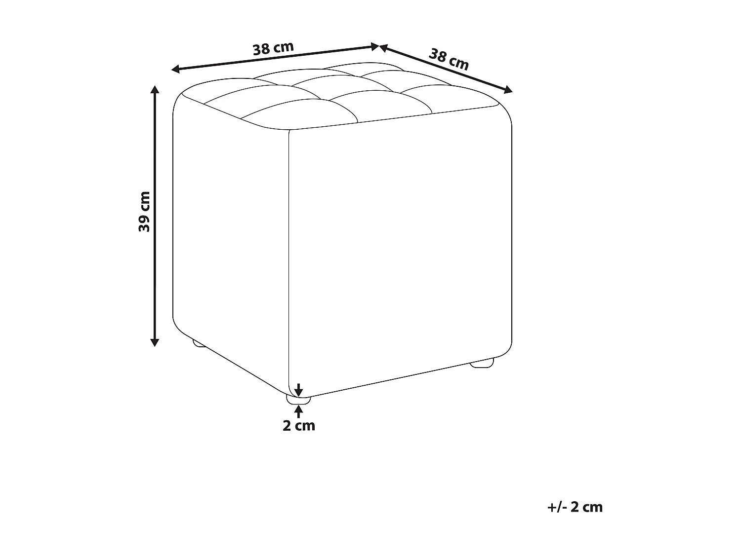 Pouf KANSAS Hellgrau 38 cm 38 cm 39 cm