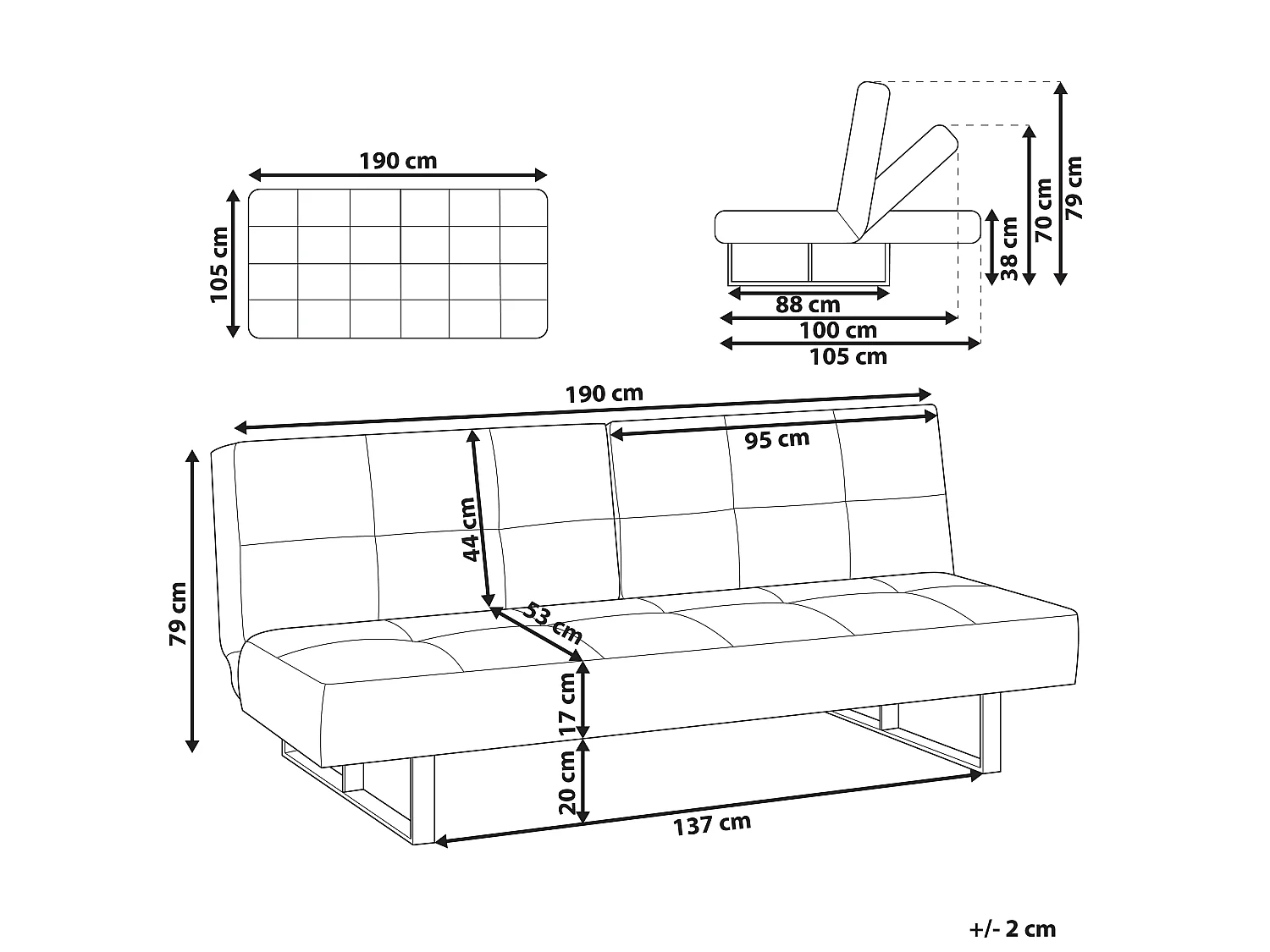 Schlafsofa DUBLIN Stoff Grün 3-Sitzer