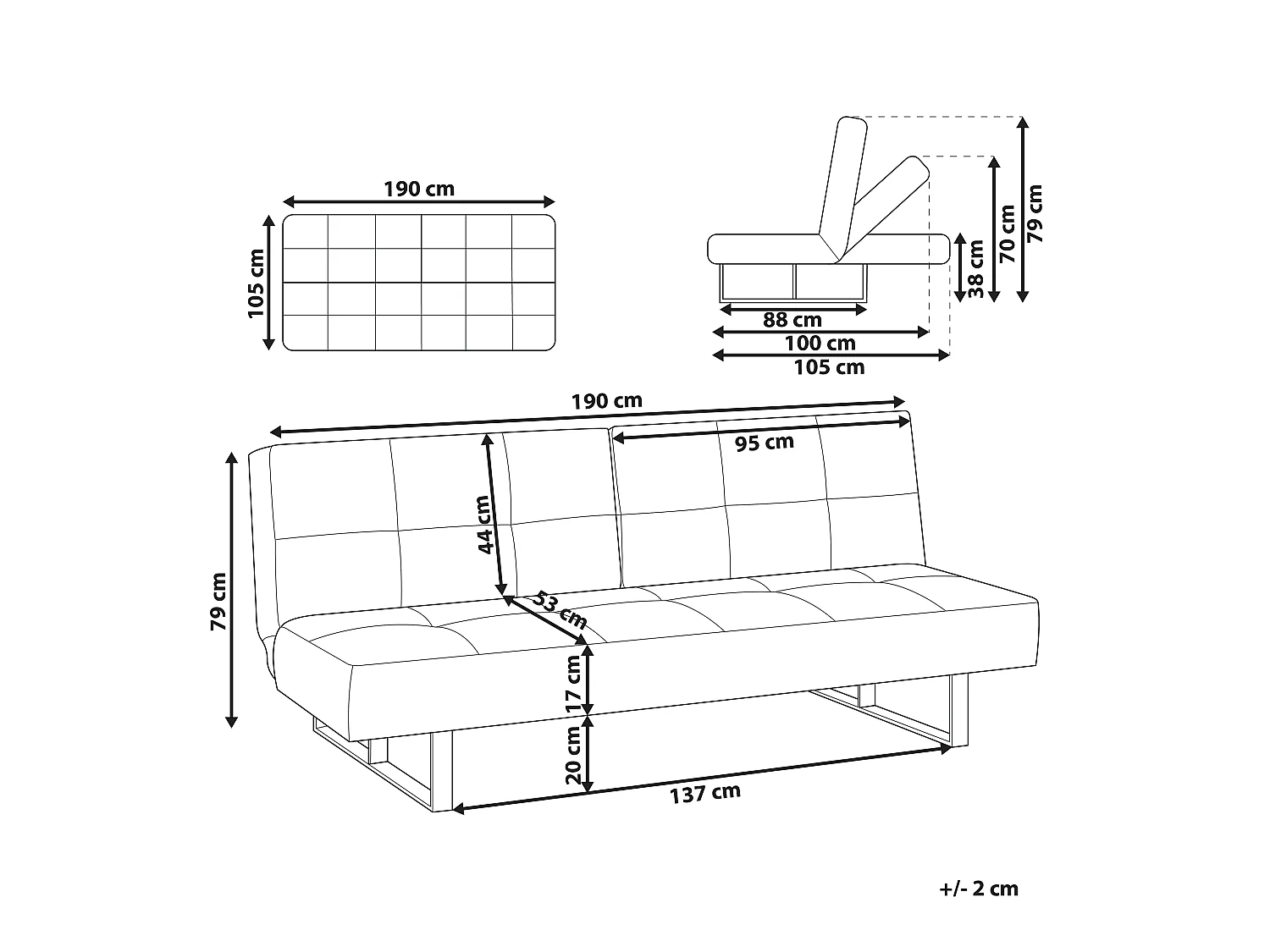 Slaapbank DUBLIN Stof Groen 3-zitter
