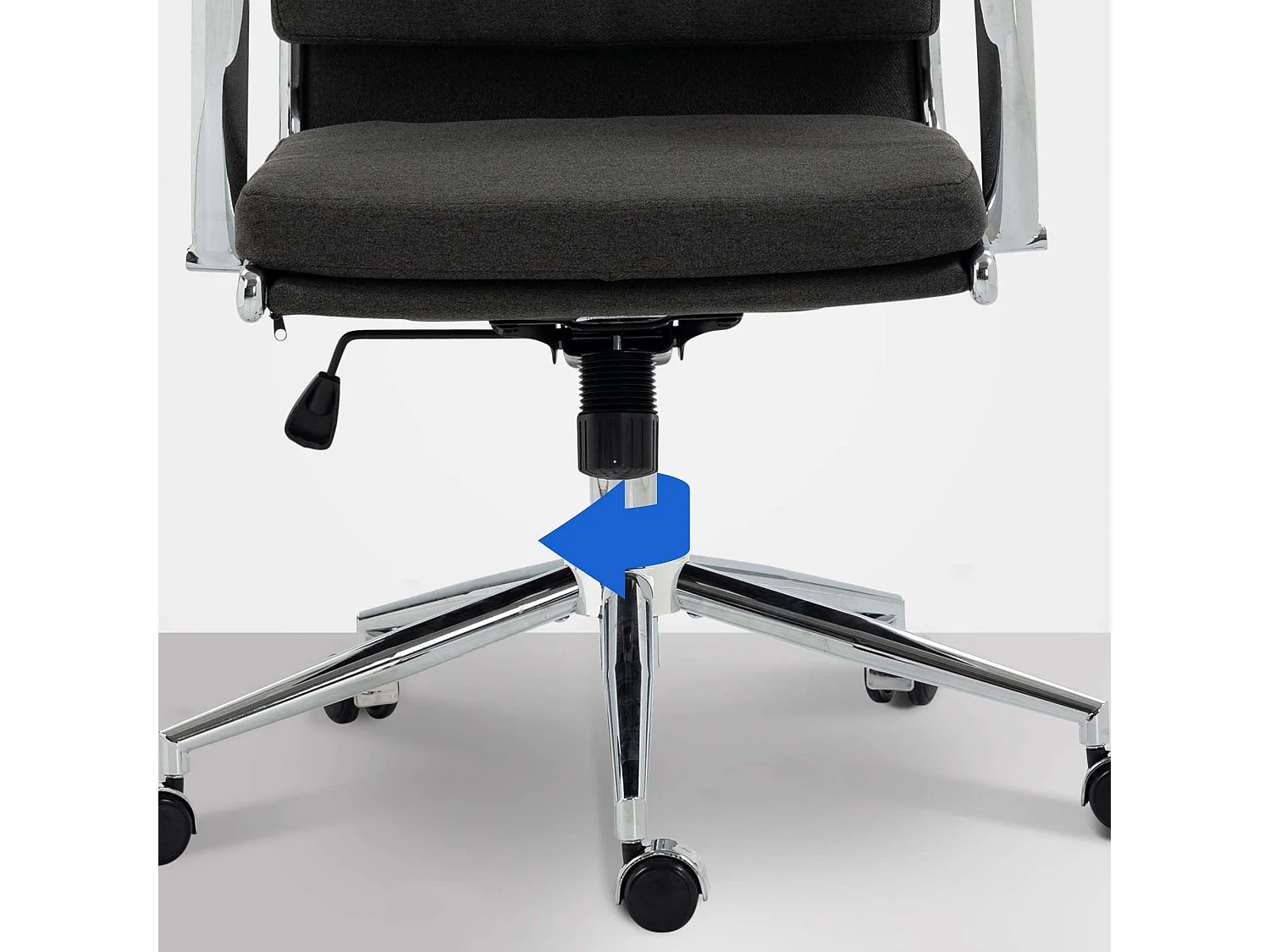 Chaise de bureau - Tissu & Métal chromé - Gris foncé - Cleveland