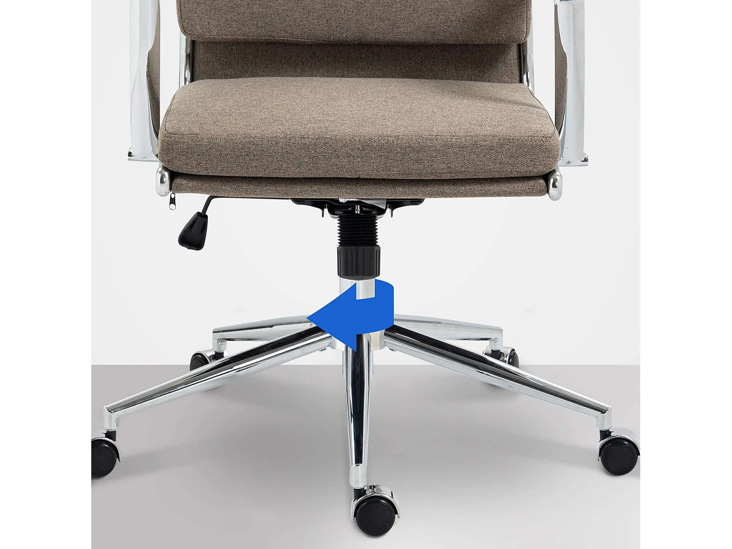 Chaise de bureau - Tissu & Métal chromé - Taupe - Cleveland