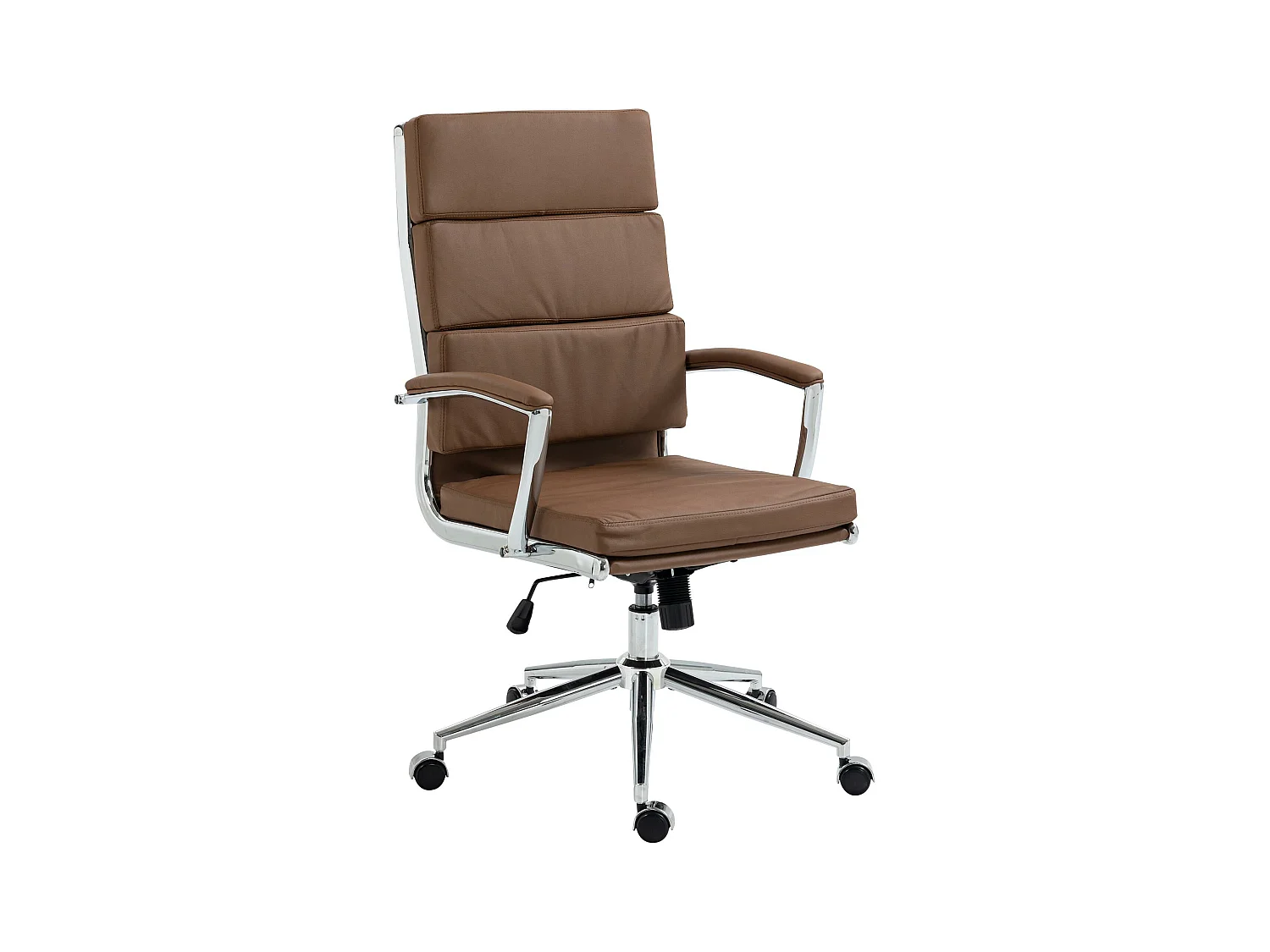 Chaise de bureau - Similicuir & Métal chromé - Marron clair - Cleveland