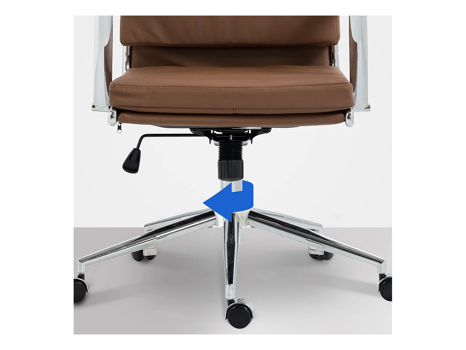 Chaise de bureau - Similicuir & Métal chromé - Marron clair - Cleveland