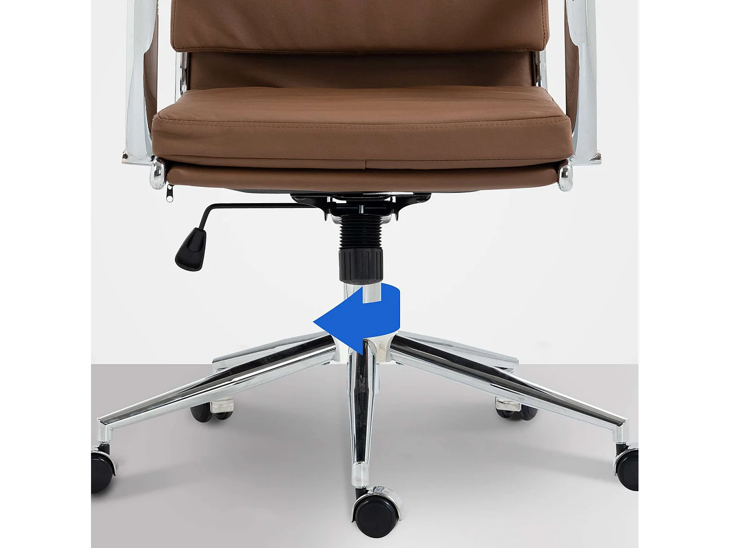 Chaise de bureau - Similicuir & Métal chromé - Marron clair - Cleveland