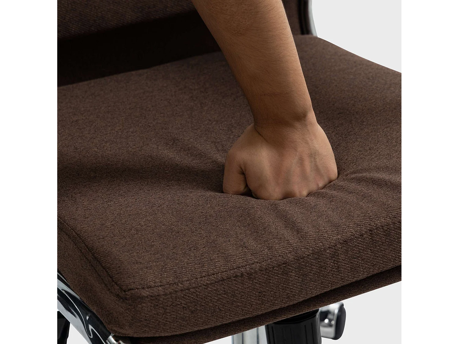 Chaise de bureau - Tissu & Métal chromé - Marron - Cleveland