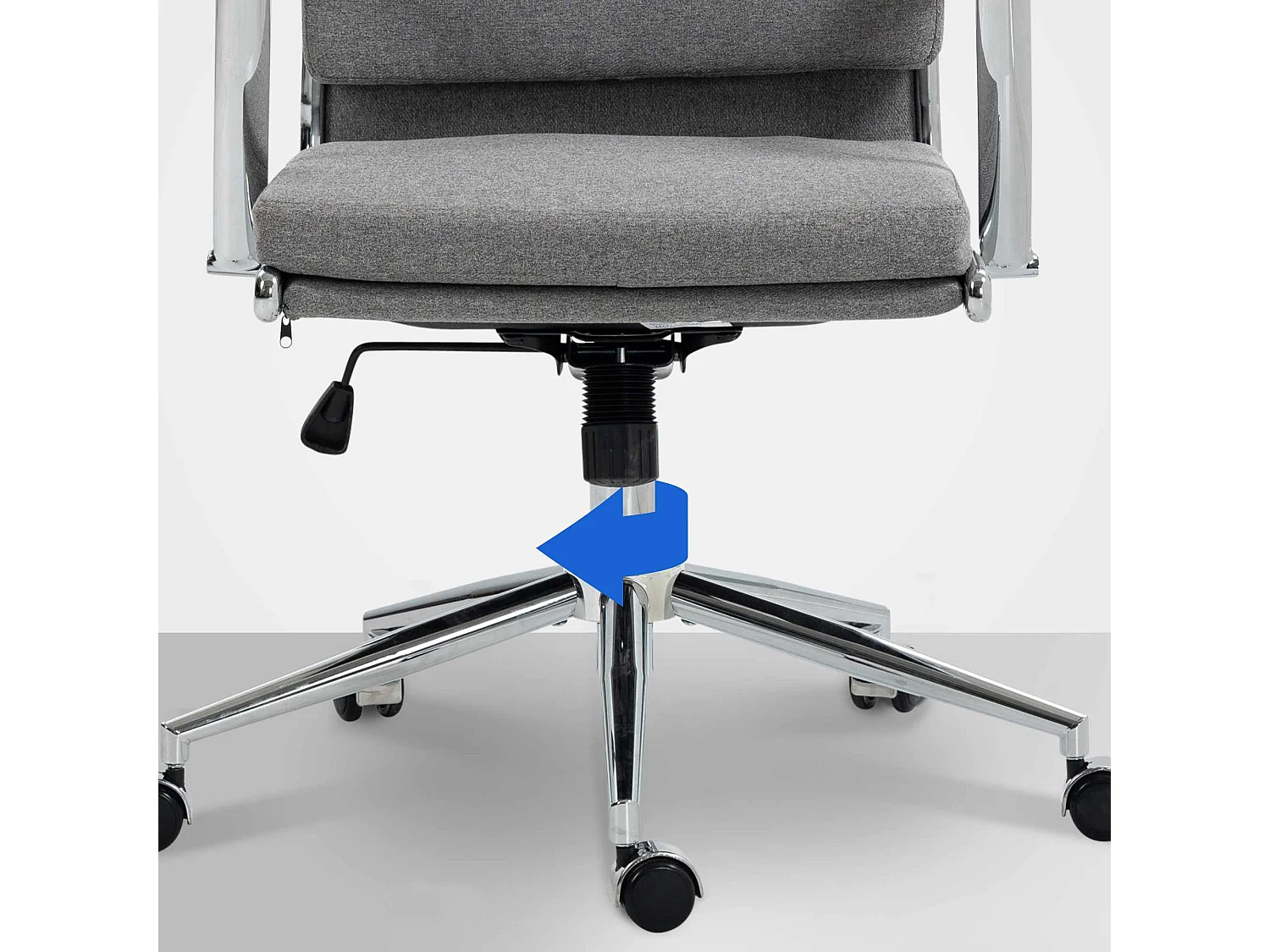 Chaise de bureau - Tissu & Métal chromé - Gris - Cleveland