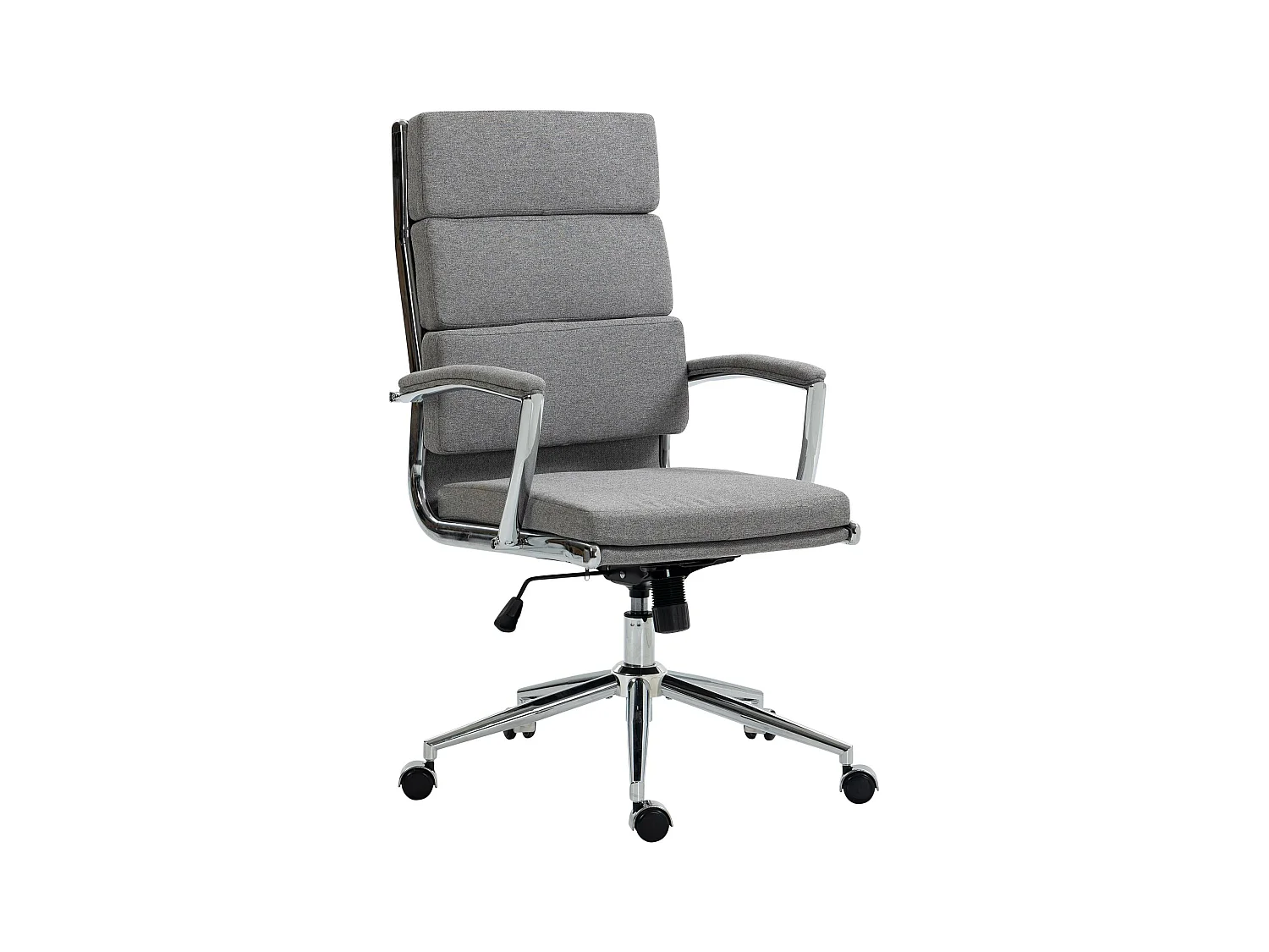 Chaise de bureau - Tissu & Métal chromé - Gris - Cleveland