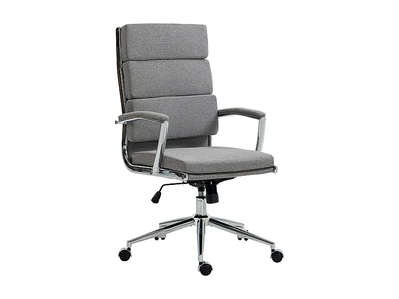 Chaise de bureau - Tissu & Métal chromé - Gris - Cleveland