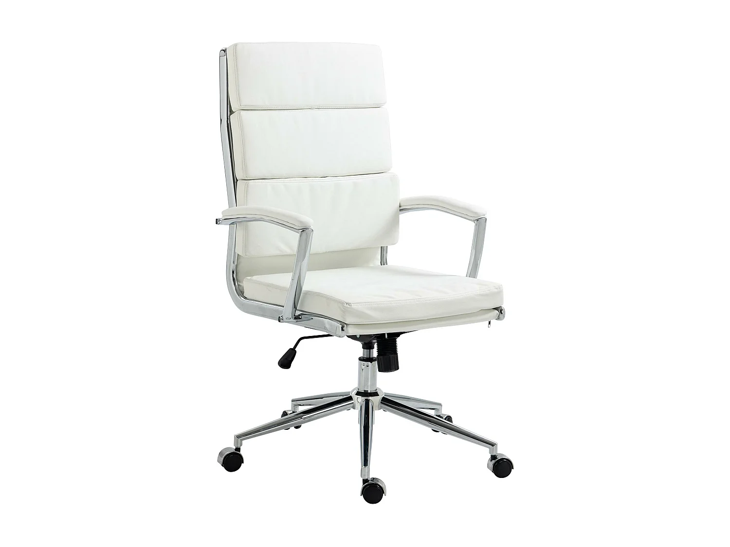 Chaise de bureau - Similicuir & Métal chromé - Blanc - Cleveland