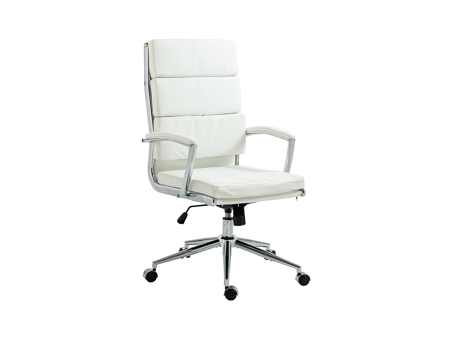 Chaise de bureau - Similicuir & Métal chromé - Blanc - Cleveland