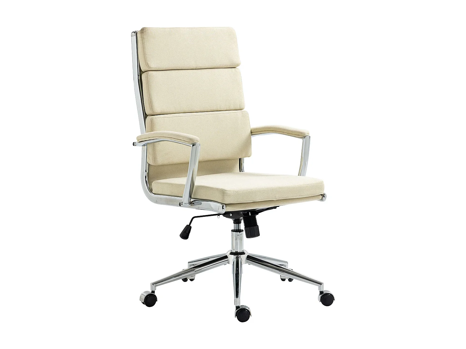 Chaise de bureau - Tissu & Métal chromé - Crème - Cleveland