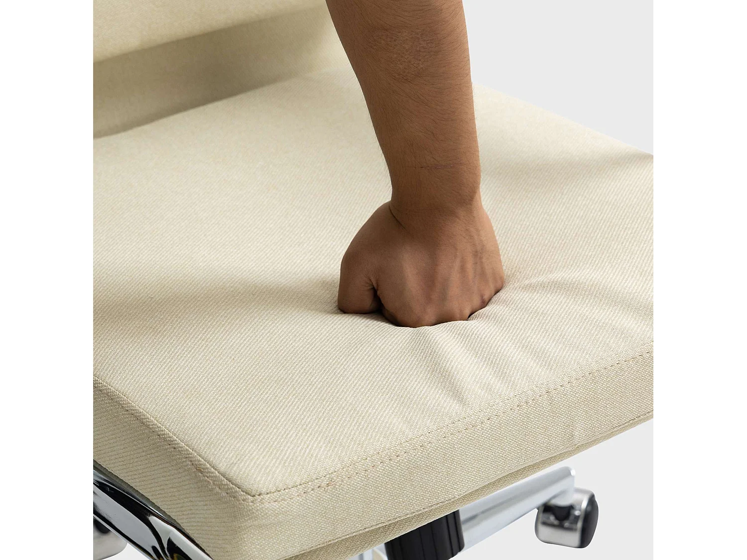 Chaise de bureau - Tissu & Métal chromé - Crème - Cleveland