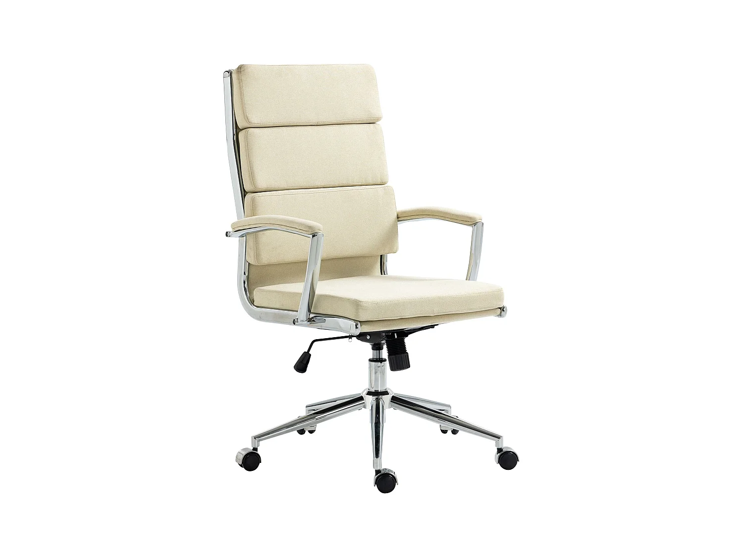 Chaise de bureau - Tissu & Métal chromé - Crème - Cleveland